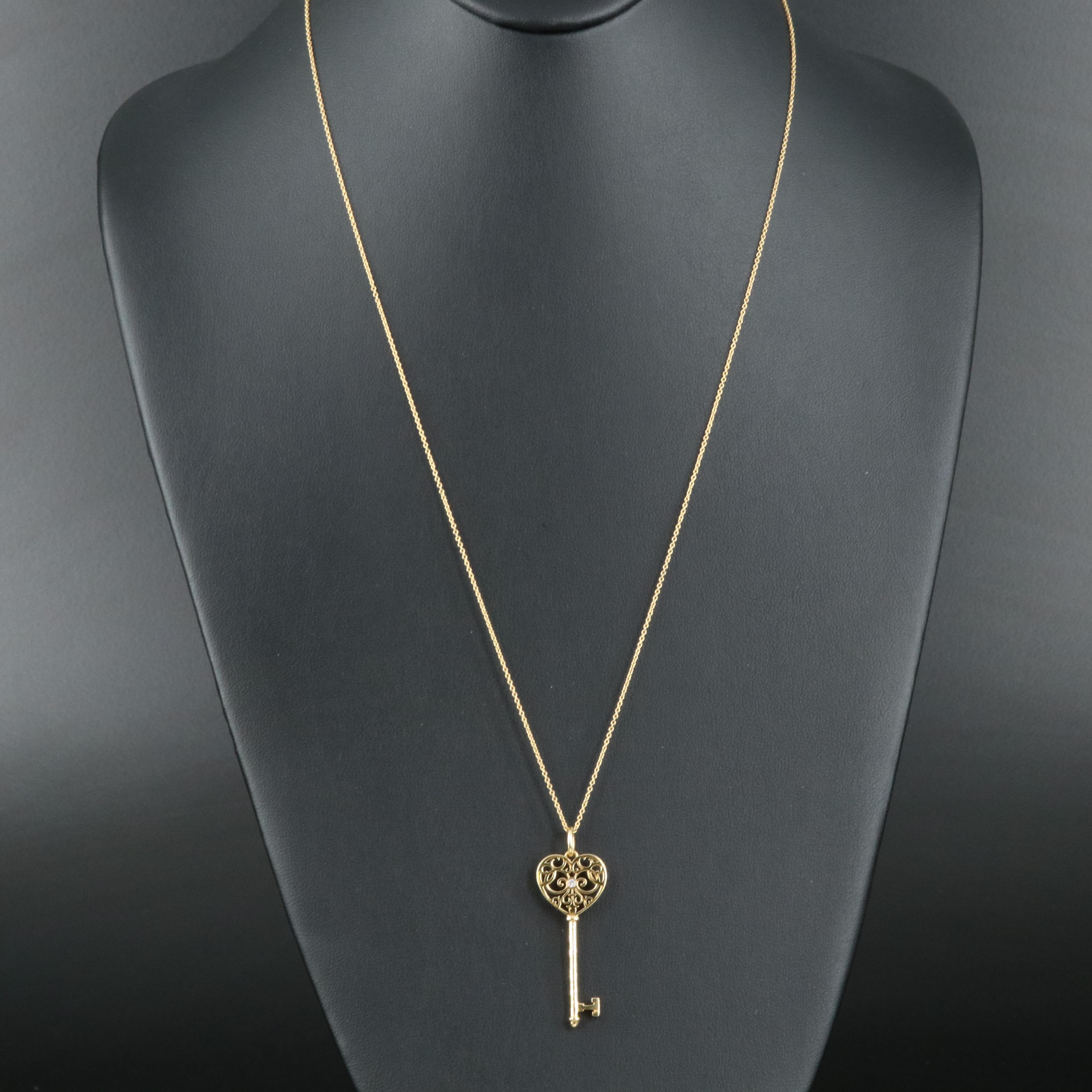 Tiffany & Co. 'Enchant' 18K Heart Key Necklace with a Diamond Accent