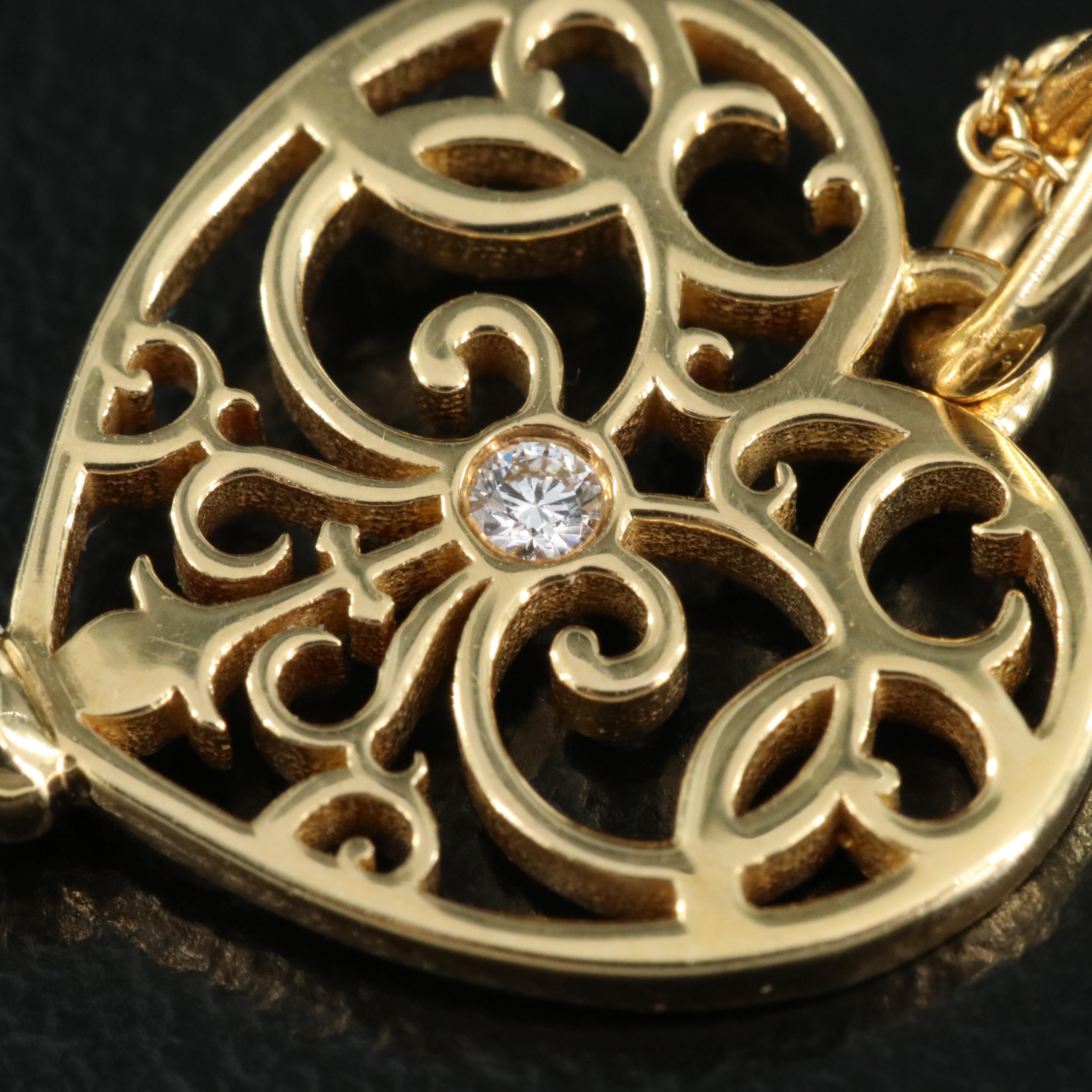 Tiffany & Co. 'Enchant' 18K Heart Key Necklace with a Diamond Accent