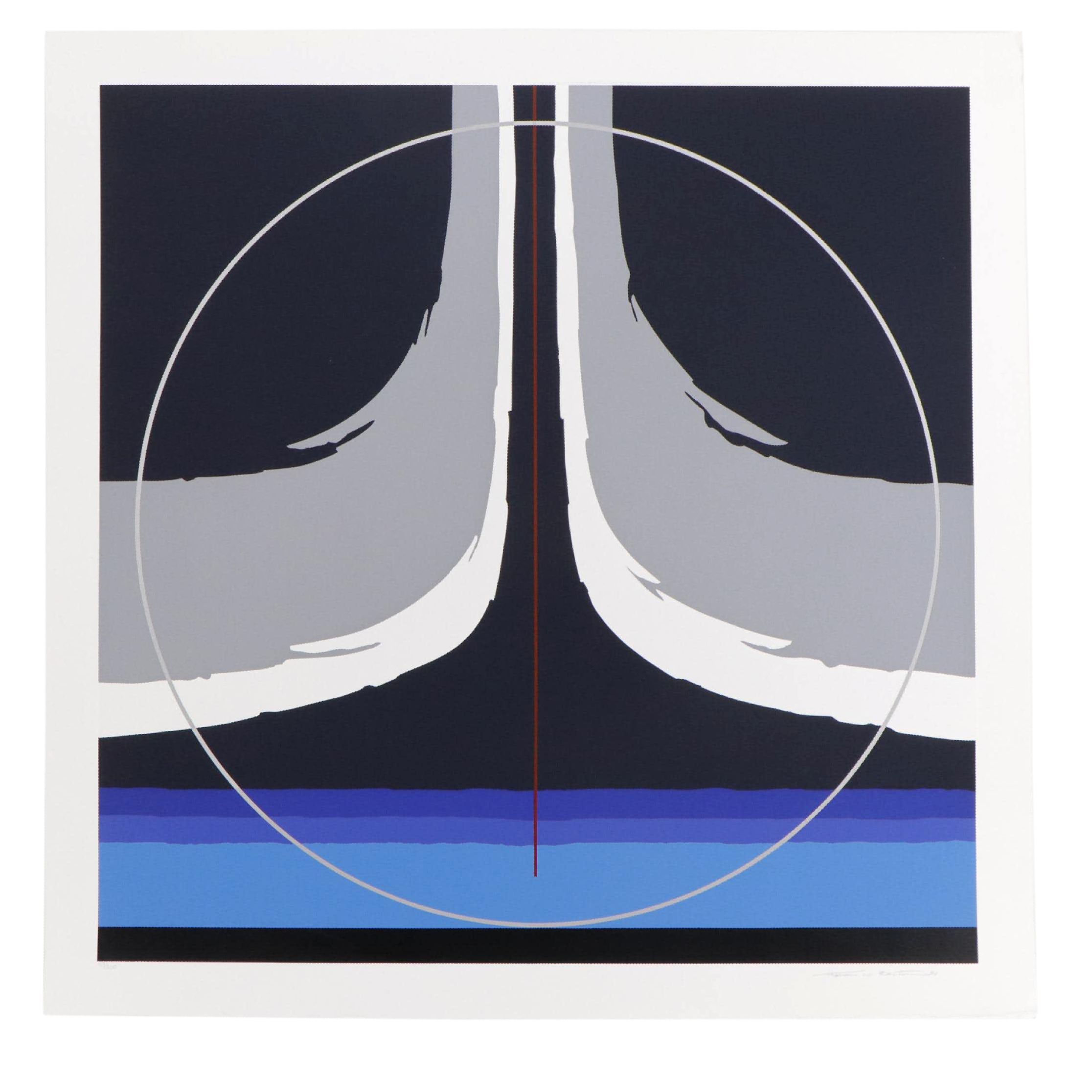 Thomas Whelan Benton Serigraph "Earthline Red," 1981