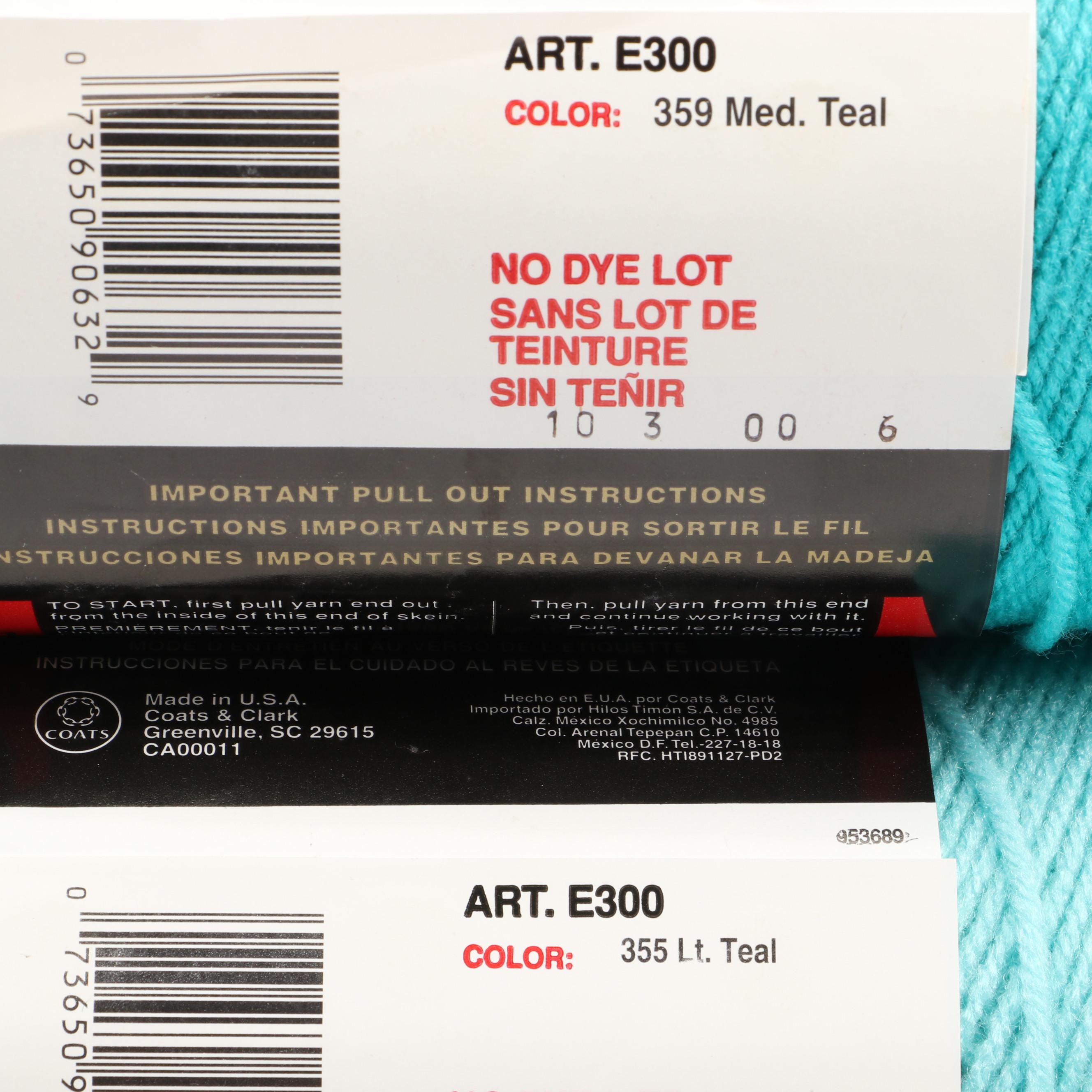 25+ Red Heart Light and Medium Teal Yarn Skeins