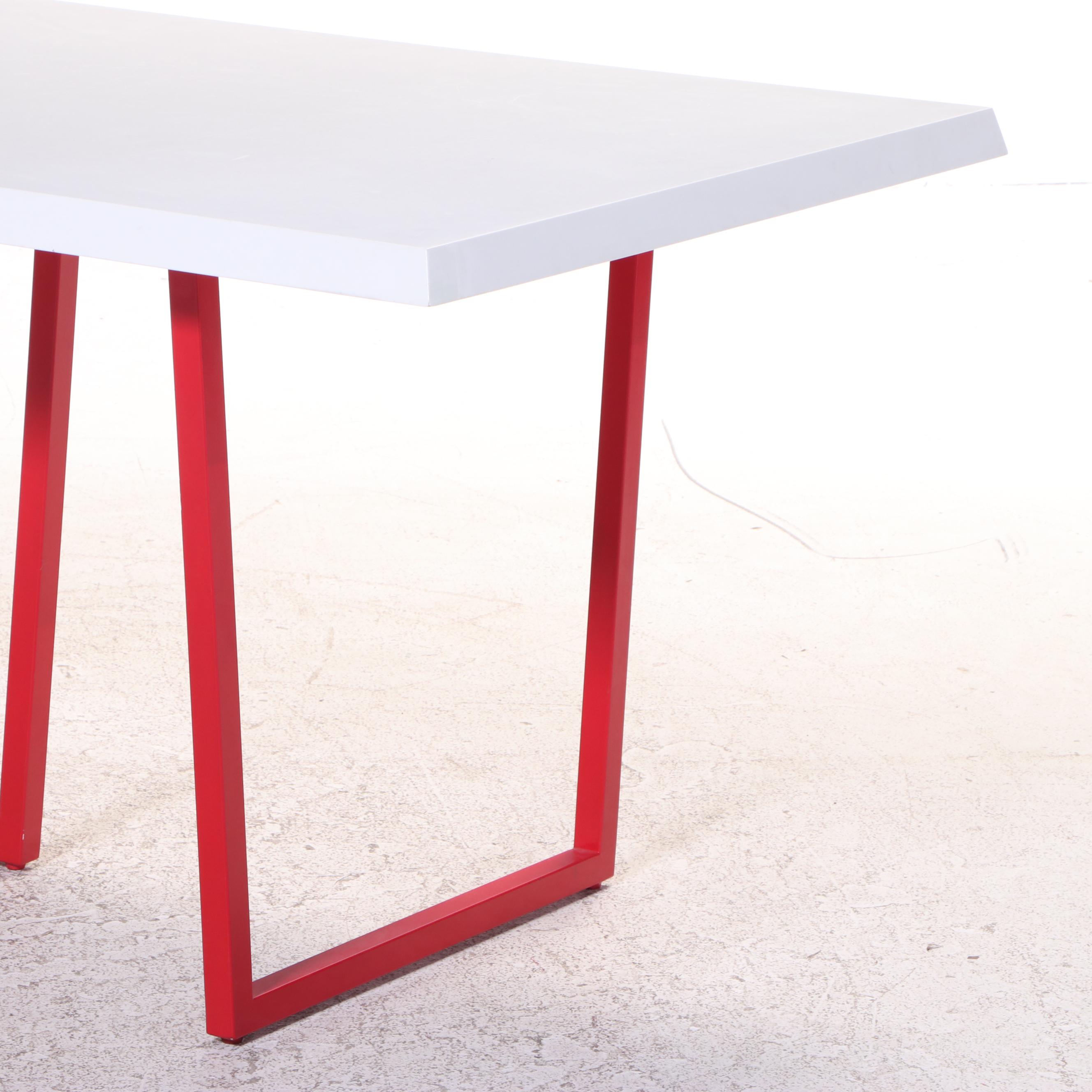 Driade Modern Gazelle Desk in White MDF and Red Steel