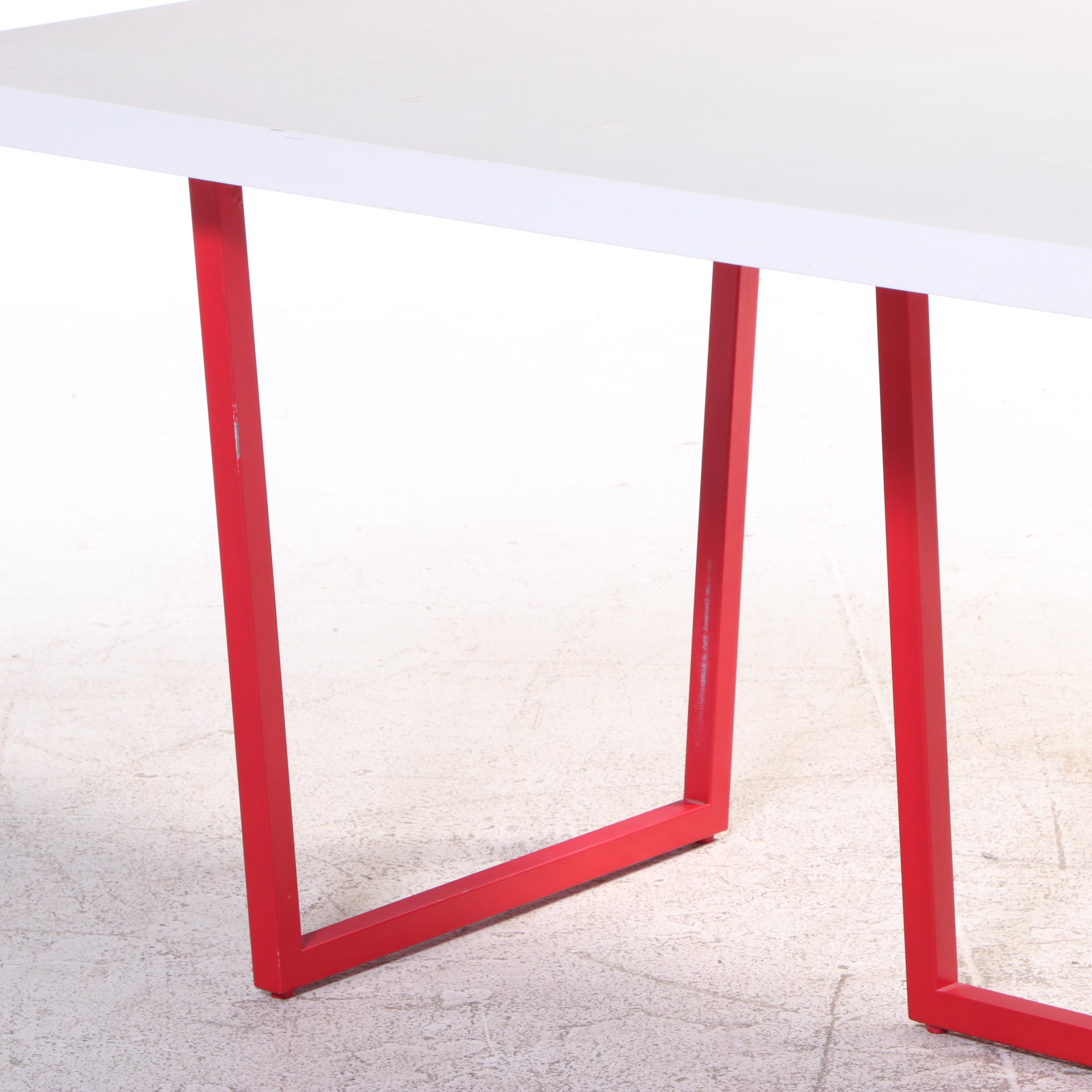 Driade Modern Gazelle Desk in White MDF and Red Steel