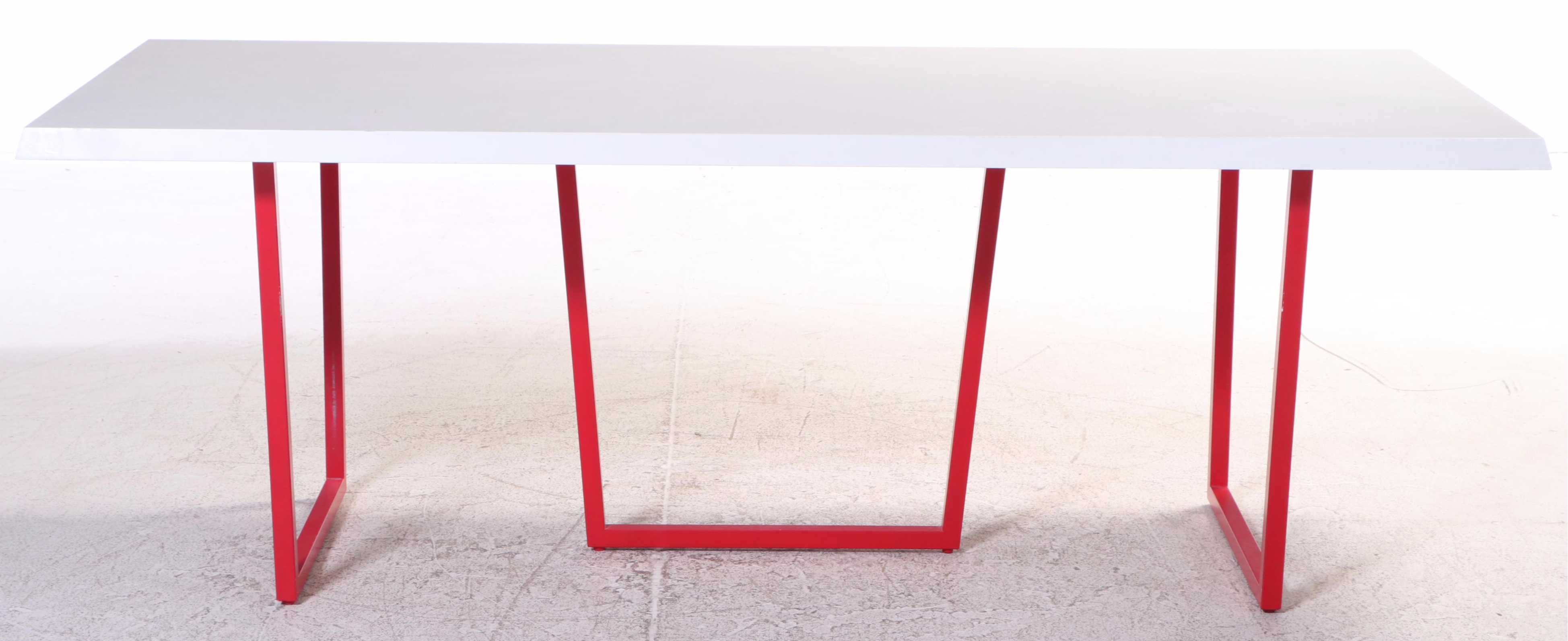 Driade Modern Gazelle Desk in White MDF and Red Steel