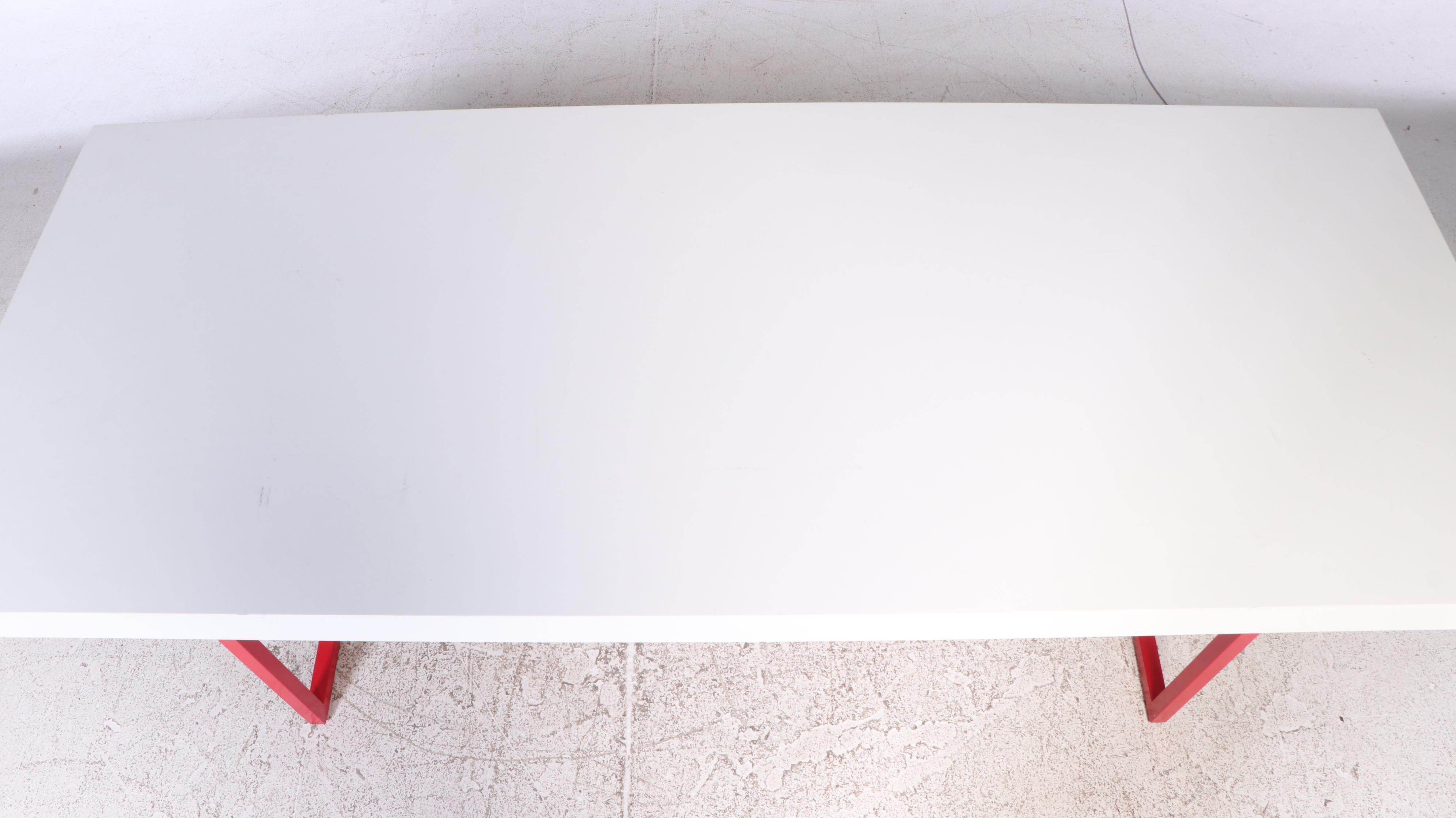 Driade Modern Gazelle Desk in White MDF and Red Steel