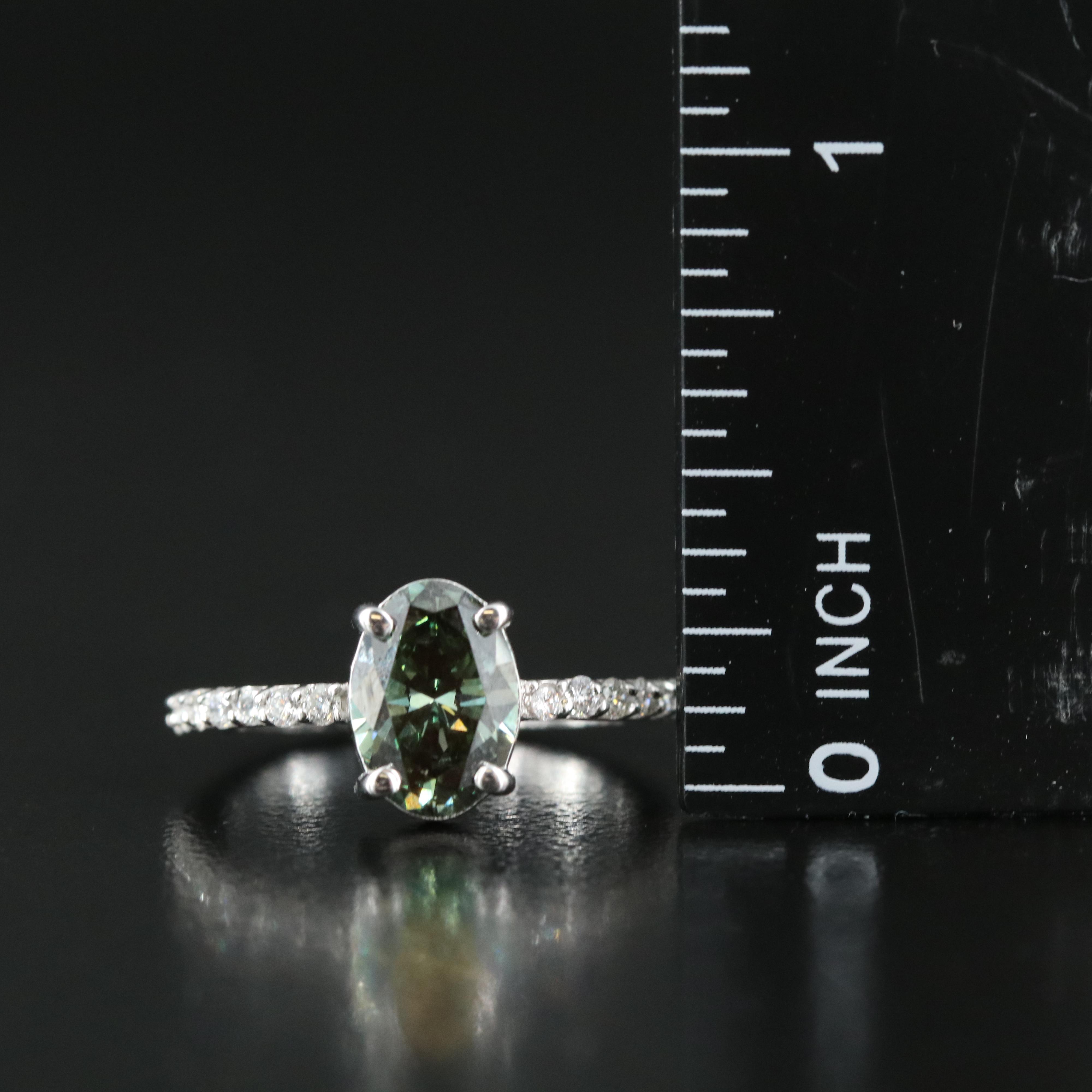 18K 1.84 CTW Diamond Ring with (Origin Undetermined) Fancy Dark Green Diamond