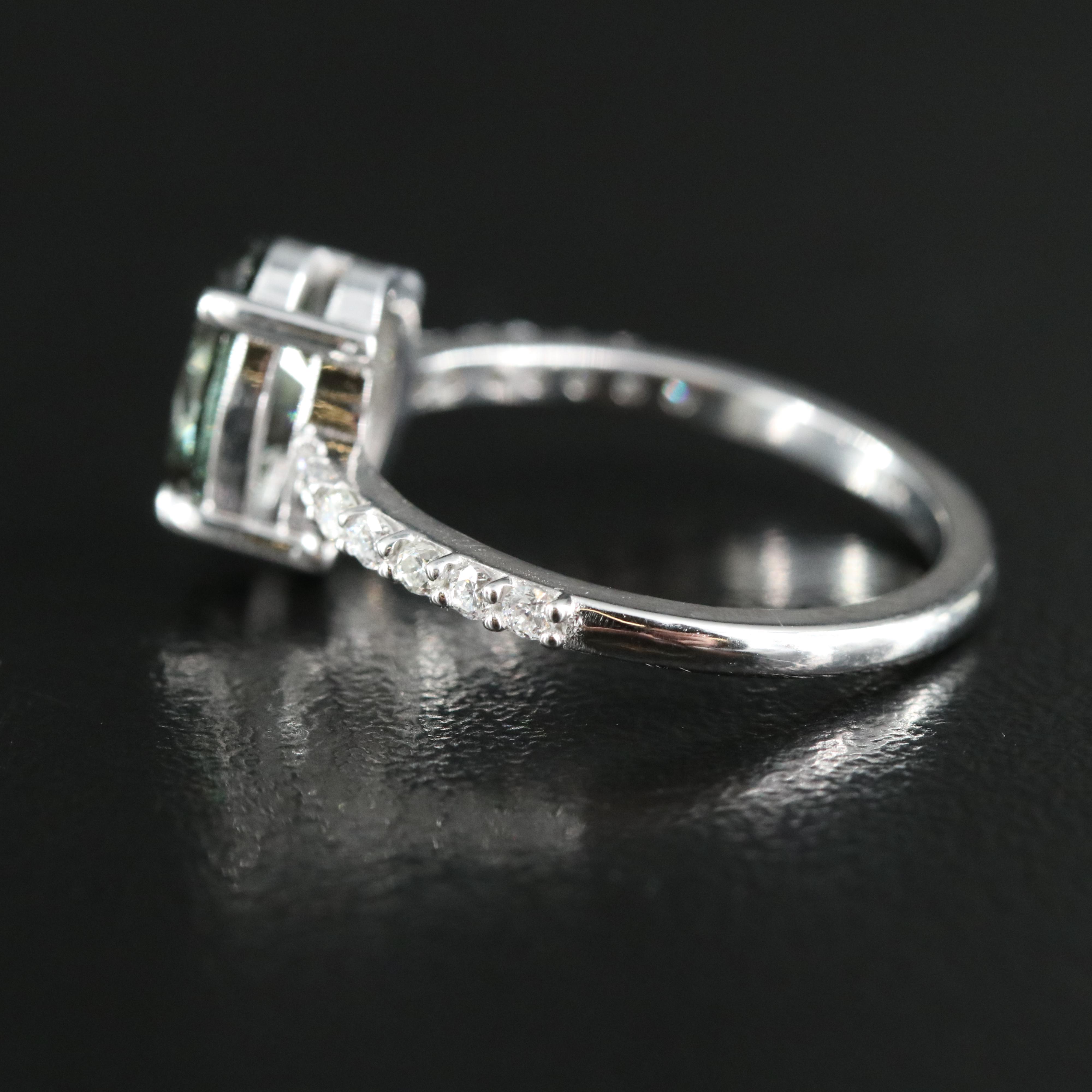 18K 1.84 CTW Diamond Ring with (Origin Undetermined) Fancy Dark Green Diamond