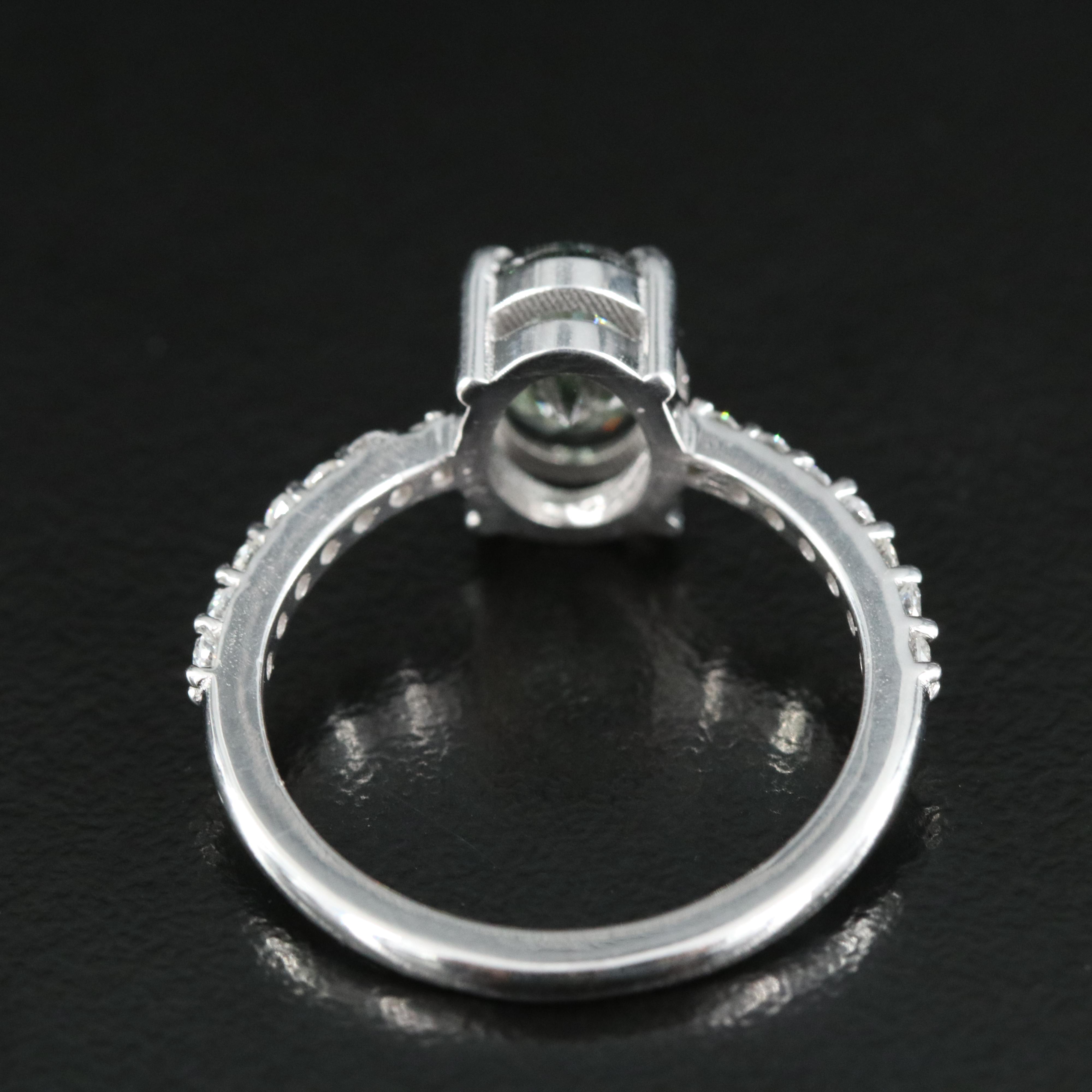 18K 1.84 CTW Diamond Ring with (Origin Undetermined) Fancy Dark Green Diamond