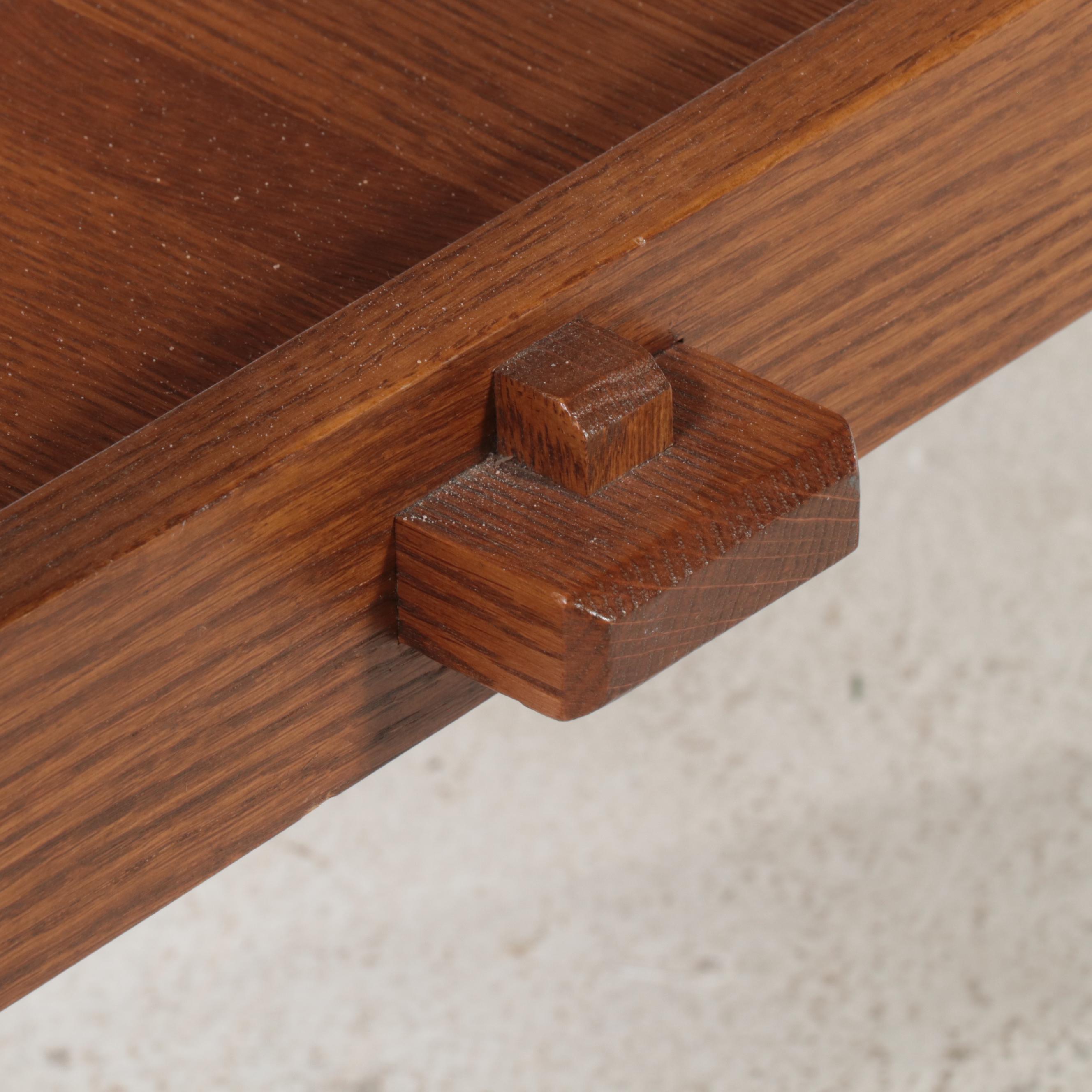 Stickley Arts and Crafts Style Oak and Tile Top Side Table, dated 1997