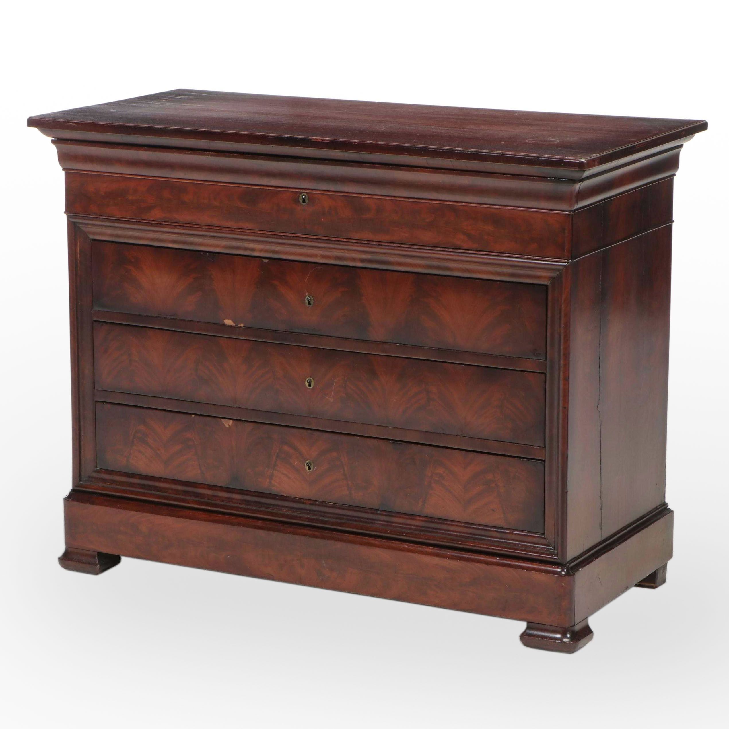 Louis Philippe Style Burled Veneer Secretary Desk, 19th Century