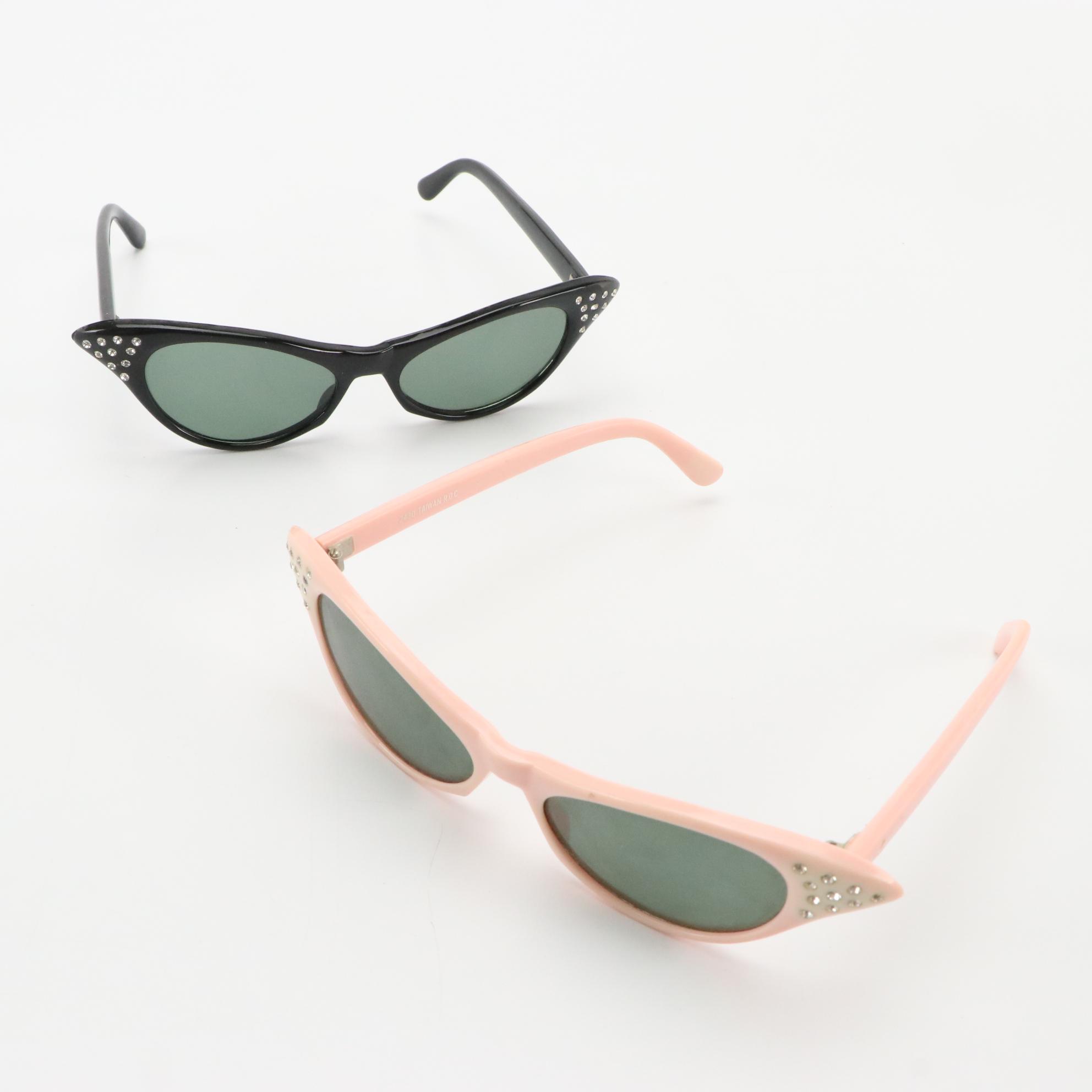 Rhinestone Embellished Cat-Eye Vintage Sunglasses