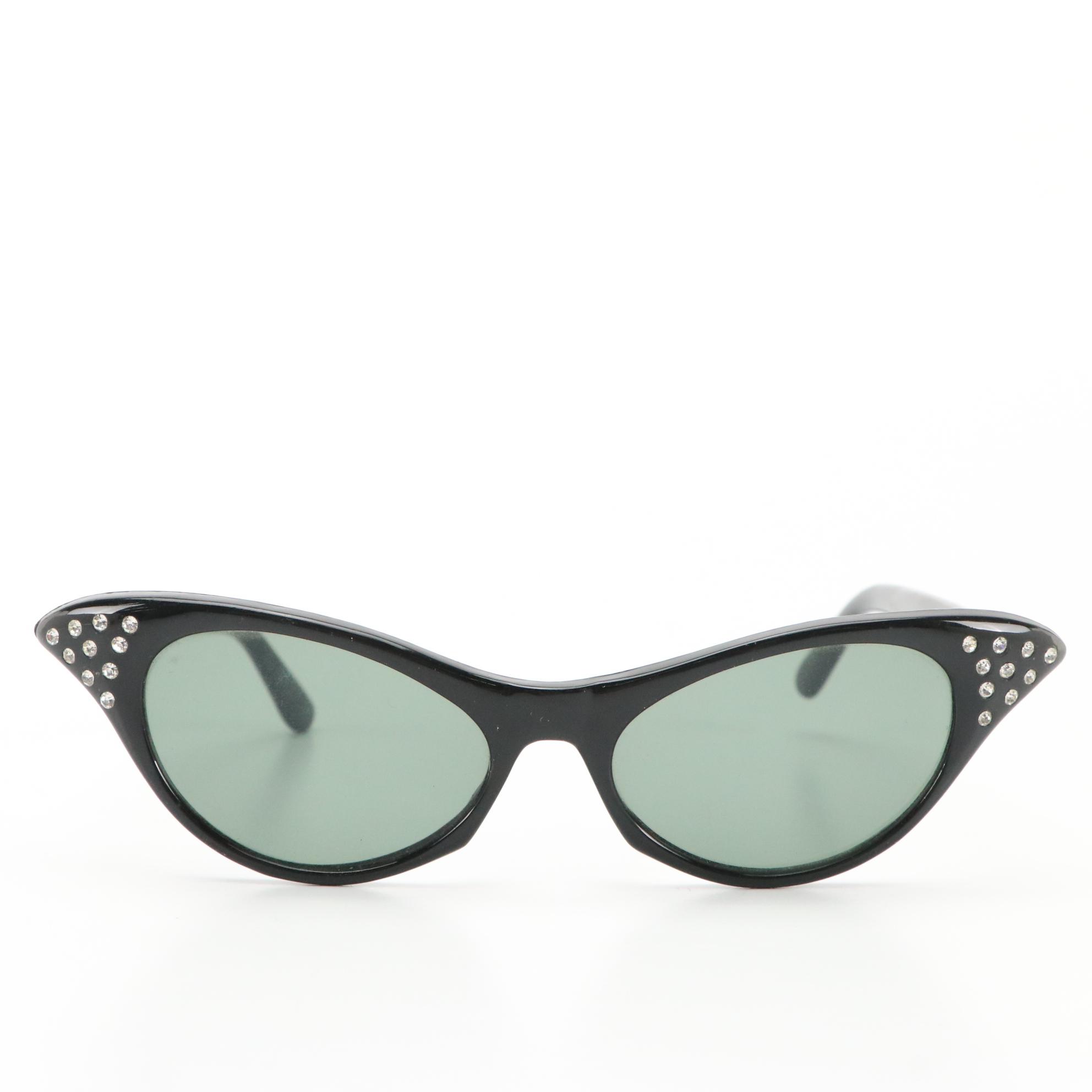 Rhinestone Embellished Cat-Eye Vintage Sunglasses