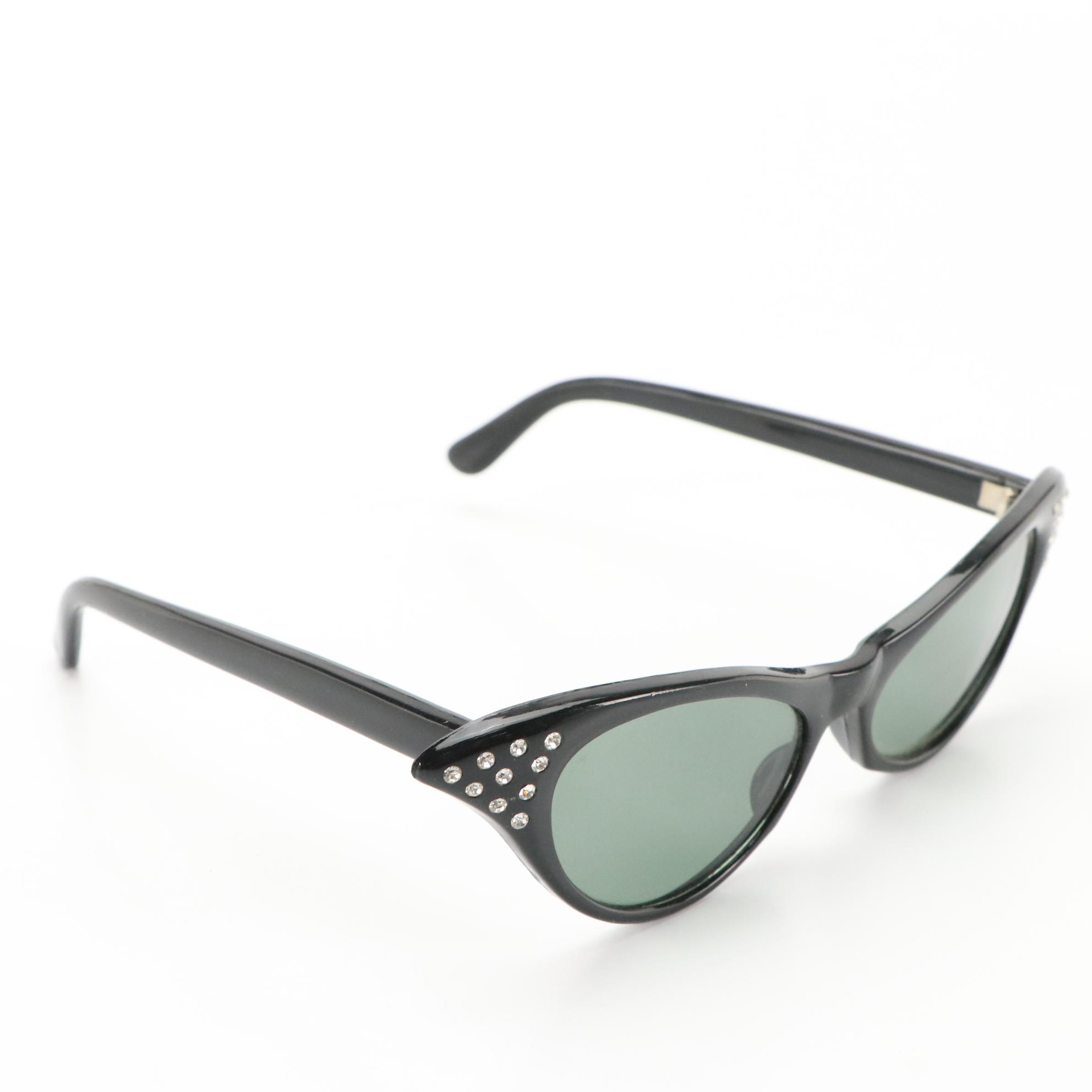 Rhinestone Embellished Cat-Eye Vintage Sunglasses