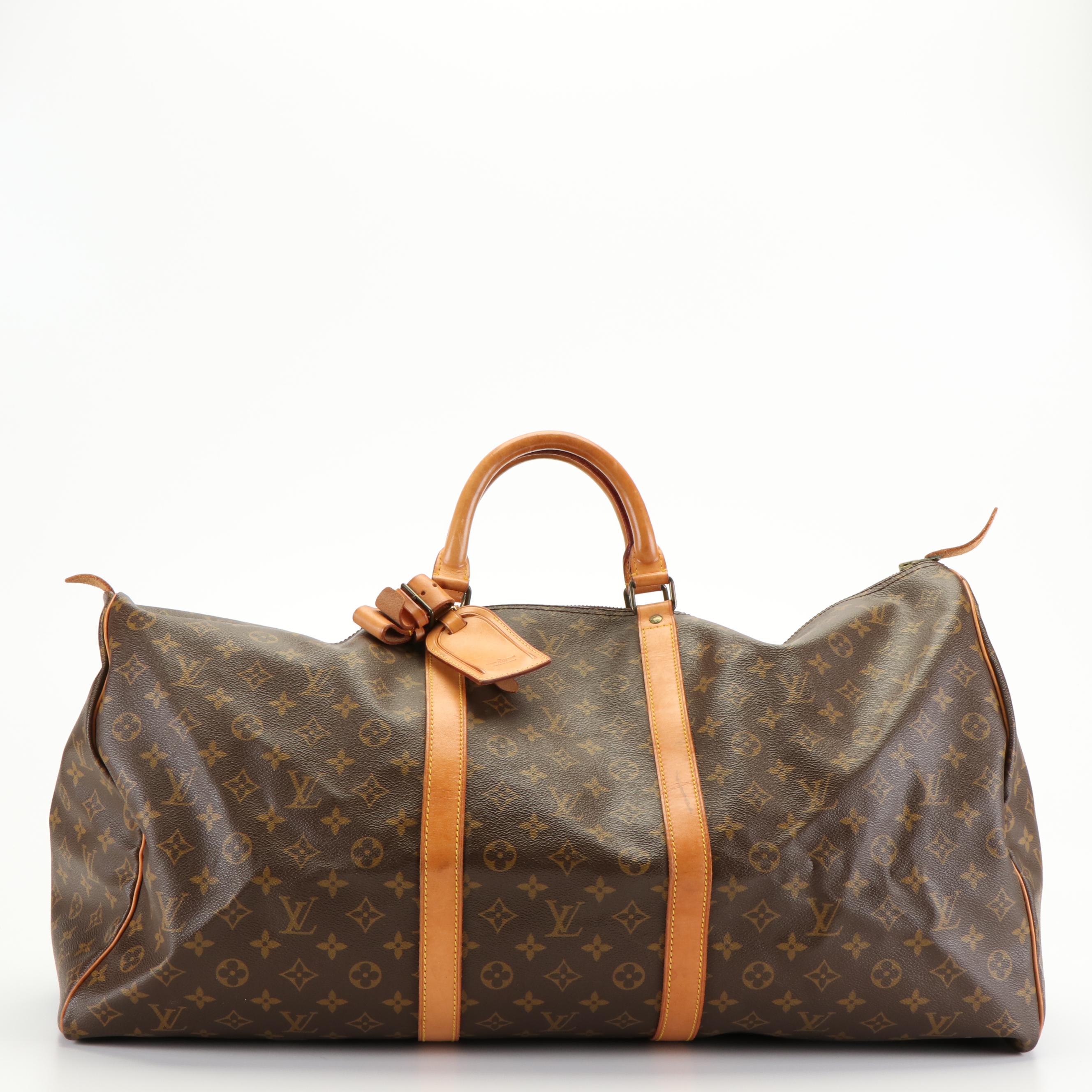 Louis Vuitton Keepall 60 Monogram Canvas and Leather Duffle Bag