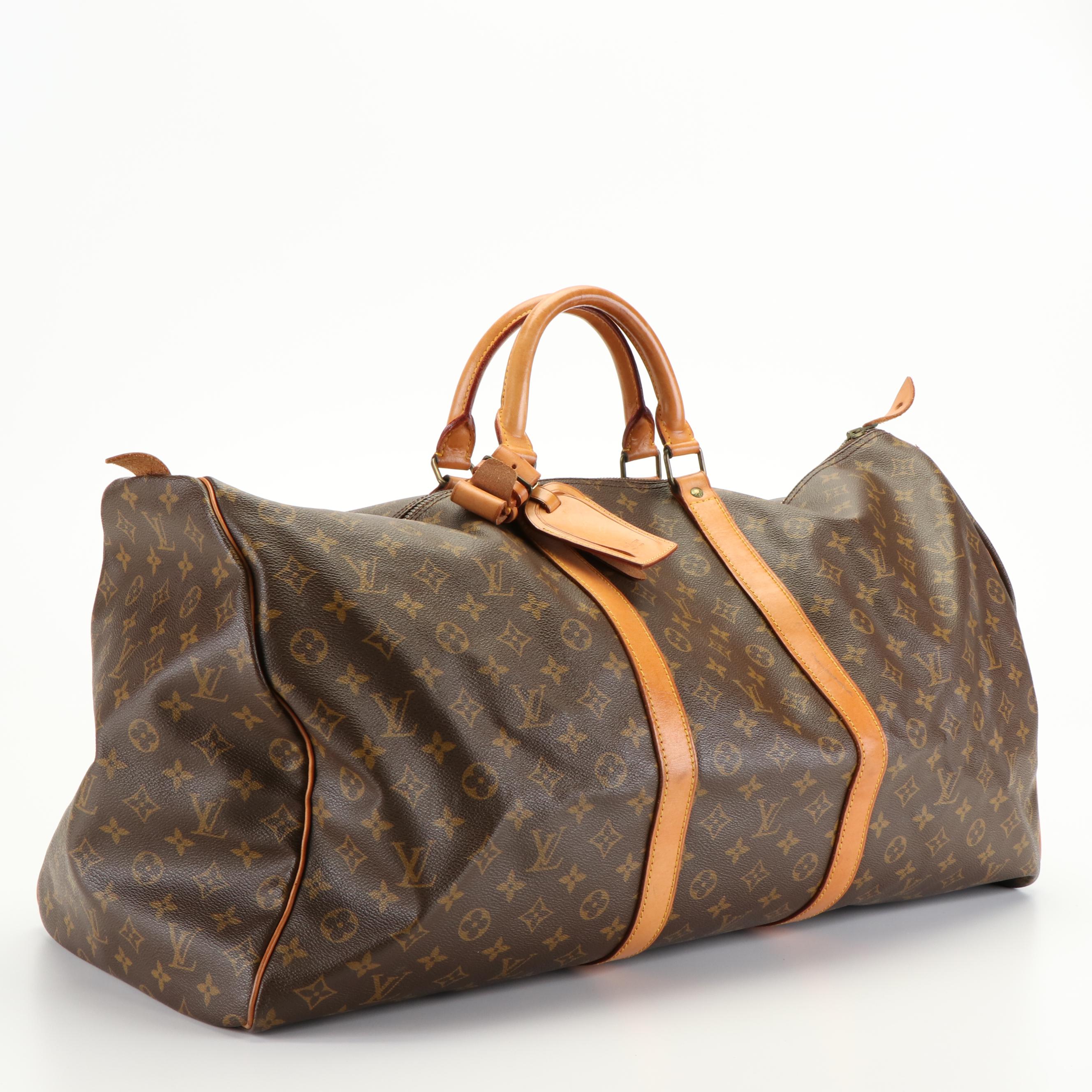 Louis Vuitton Keepall 60 Monogram Canvas and Leather Duffle Bag