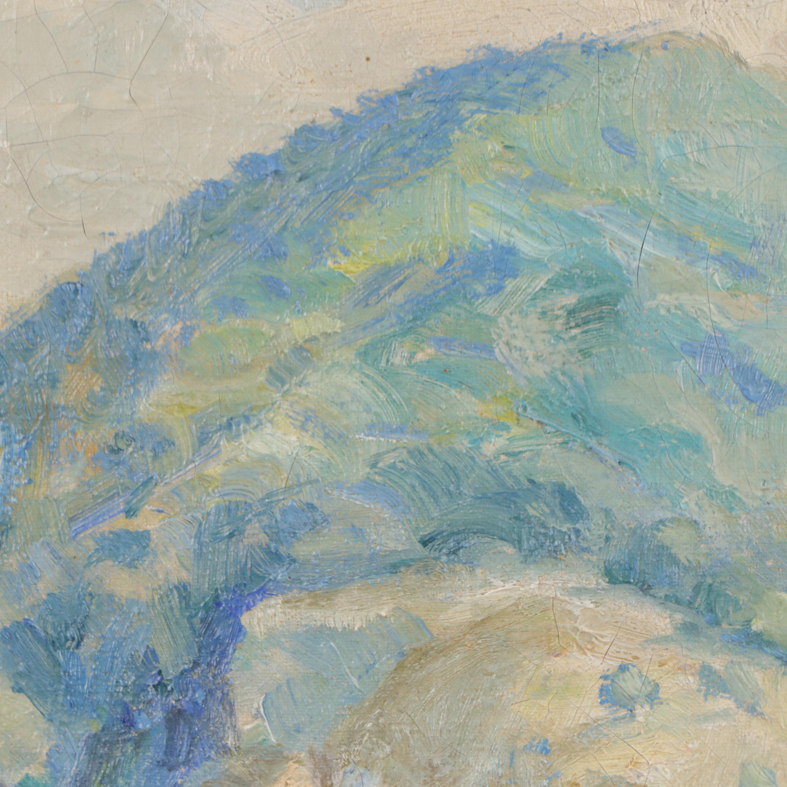 Post Impressionist Oil Painting of a Mexican Landscape with Figures