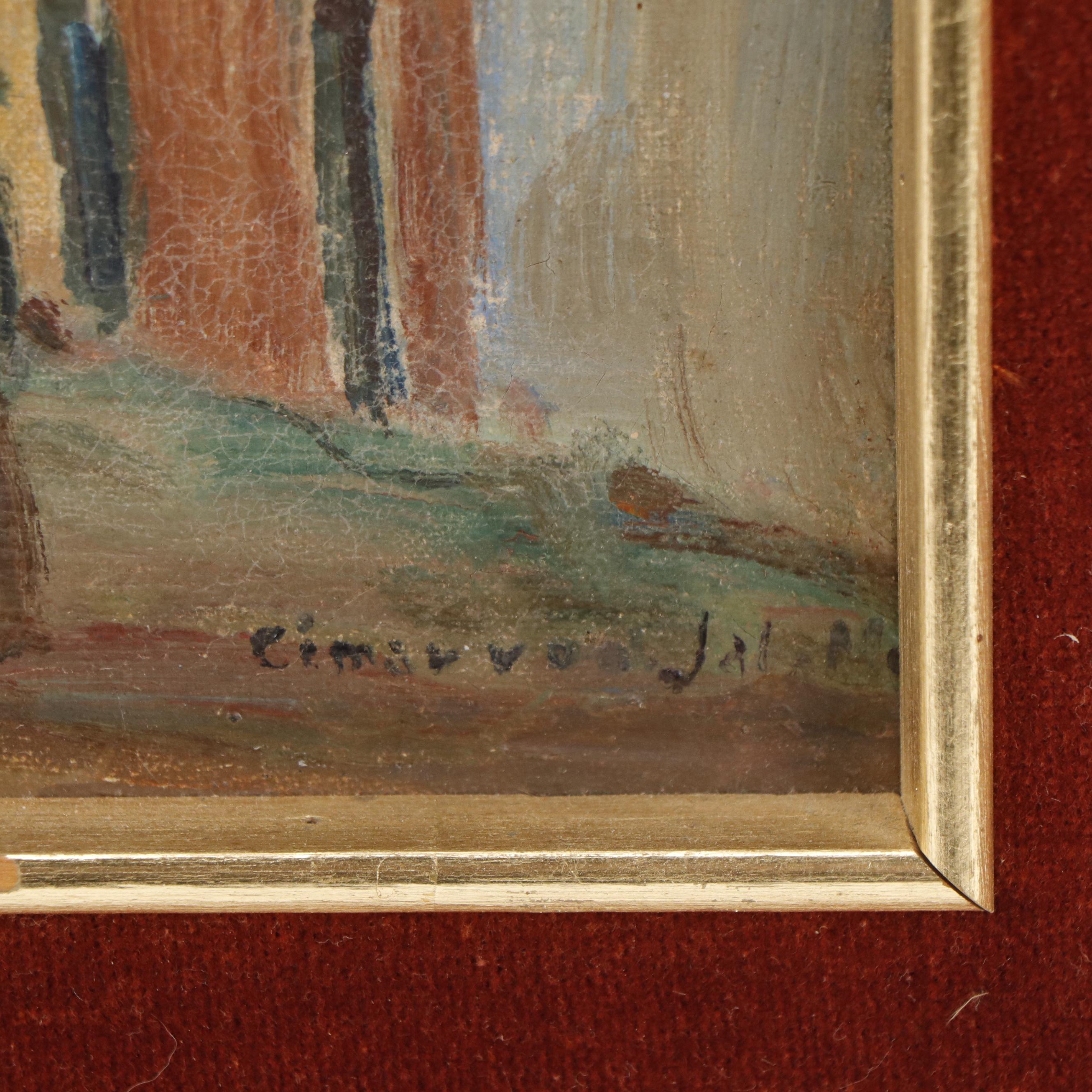 Post Impressionist Oil Painting of a Mexican Landscape with Figures