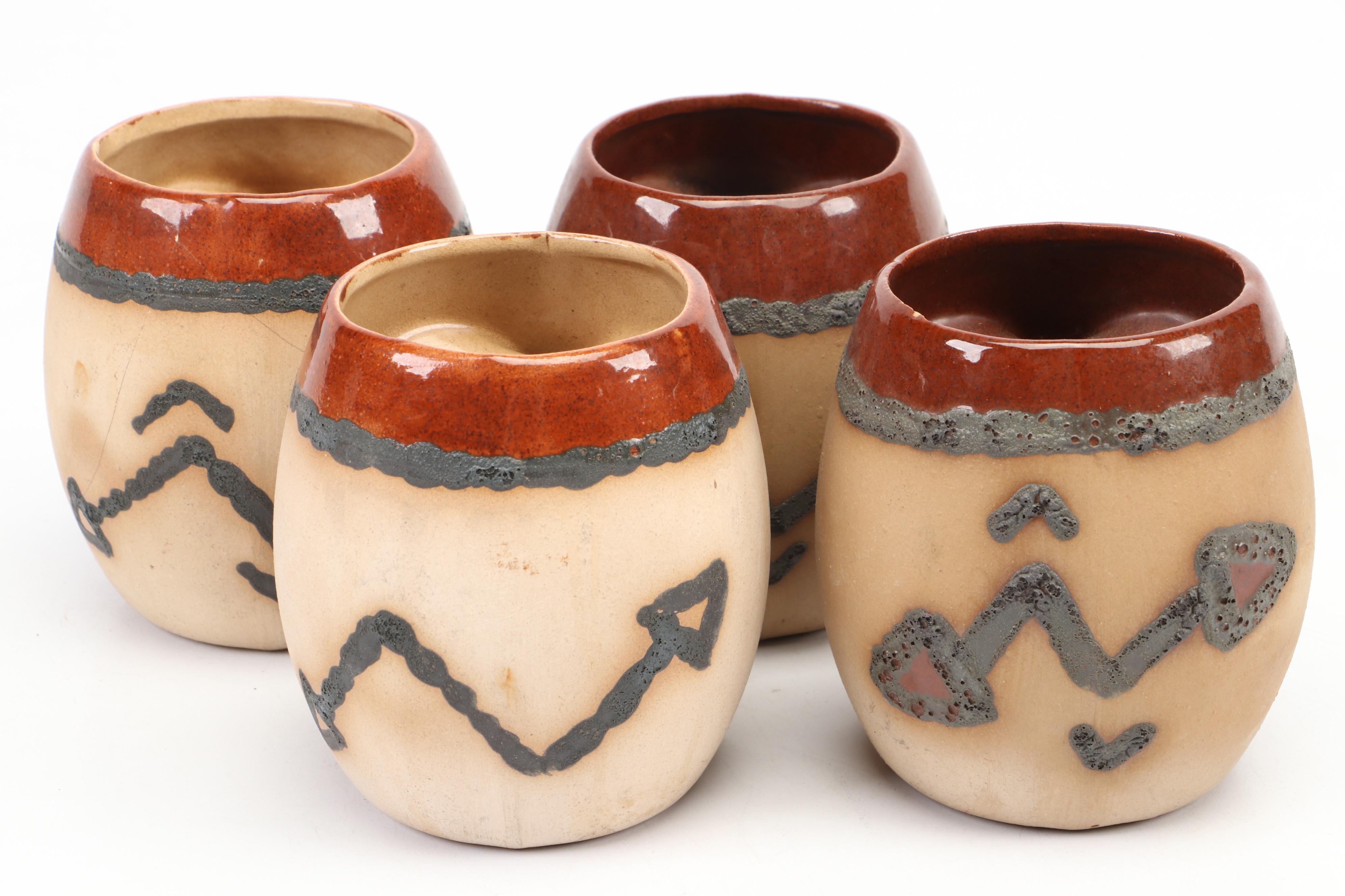 Japanese Export Style Glazed Ceramic Owl Mugs with Nude Nodder Style Mug