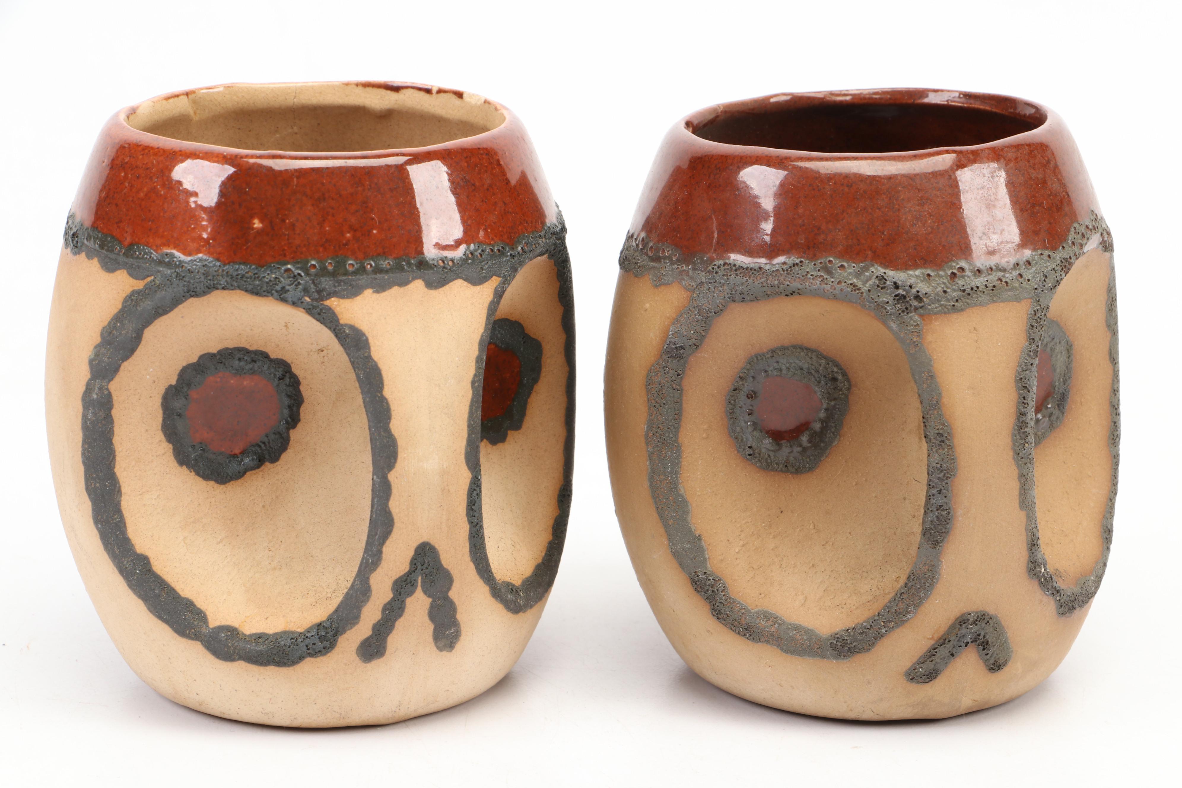Japanese Export Style Glazed Ceramic Owl Mugs with Nude Nodder Style Mug