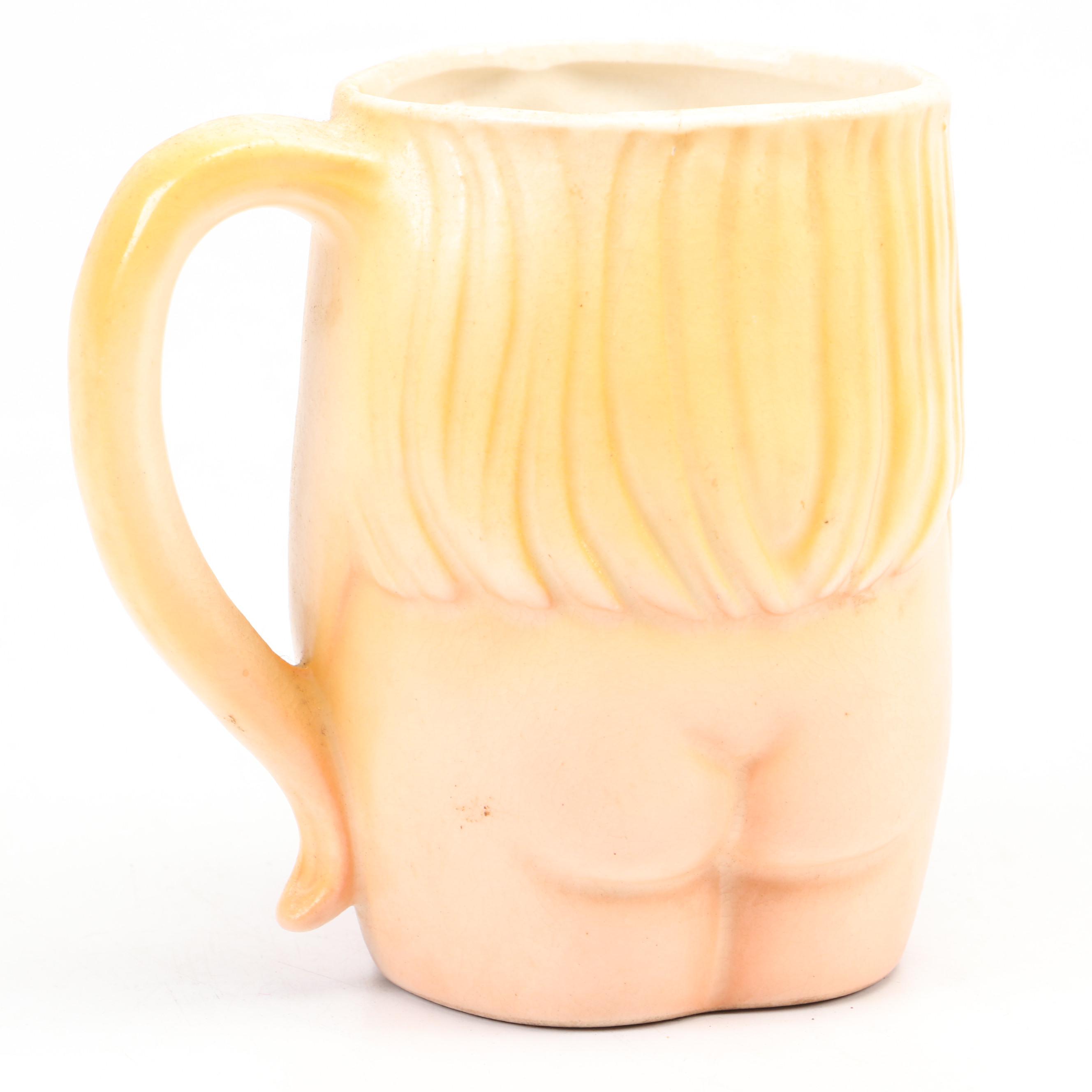 Japanese Export Style Glazed Ceramic Owl Mugs with Nude Nodder Style Mug