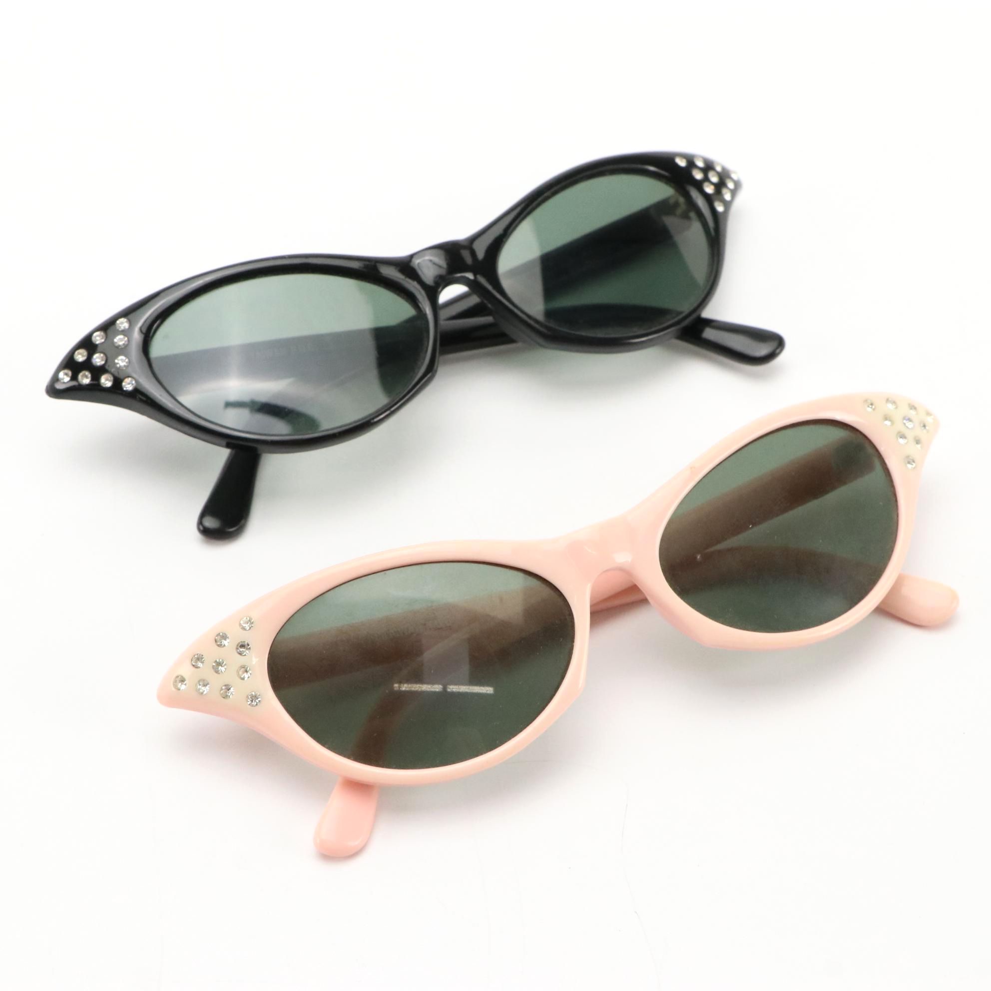 Rhinestone Embellished Cat-Eye Vintage Sunglasses