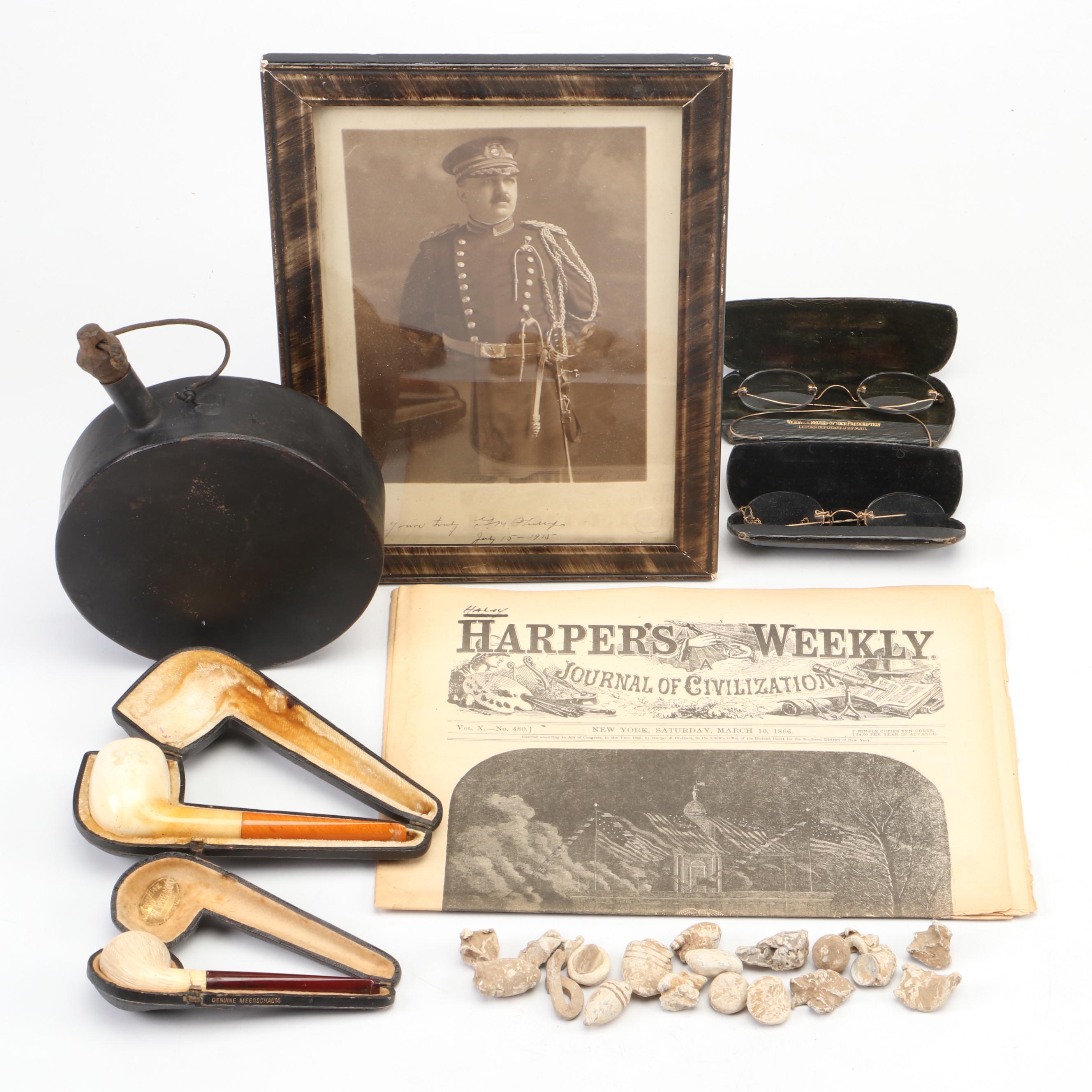 Civil War Era Bullets with Newspaper, Canteen, and More