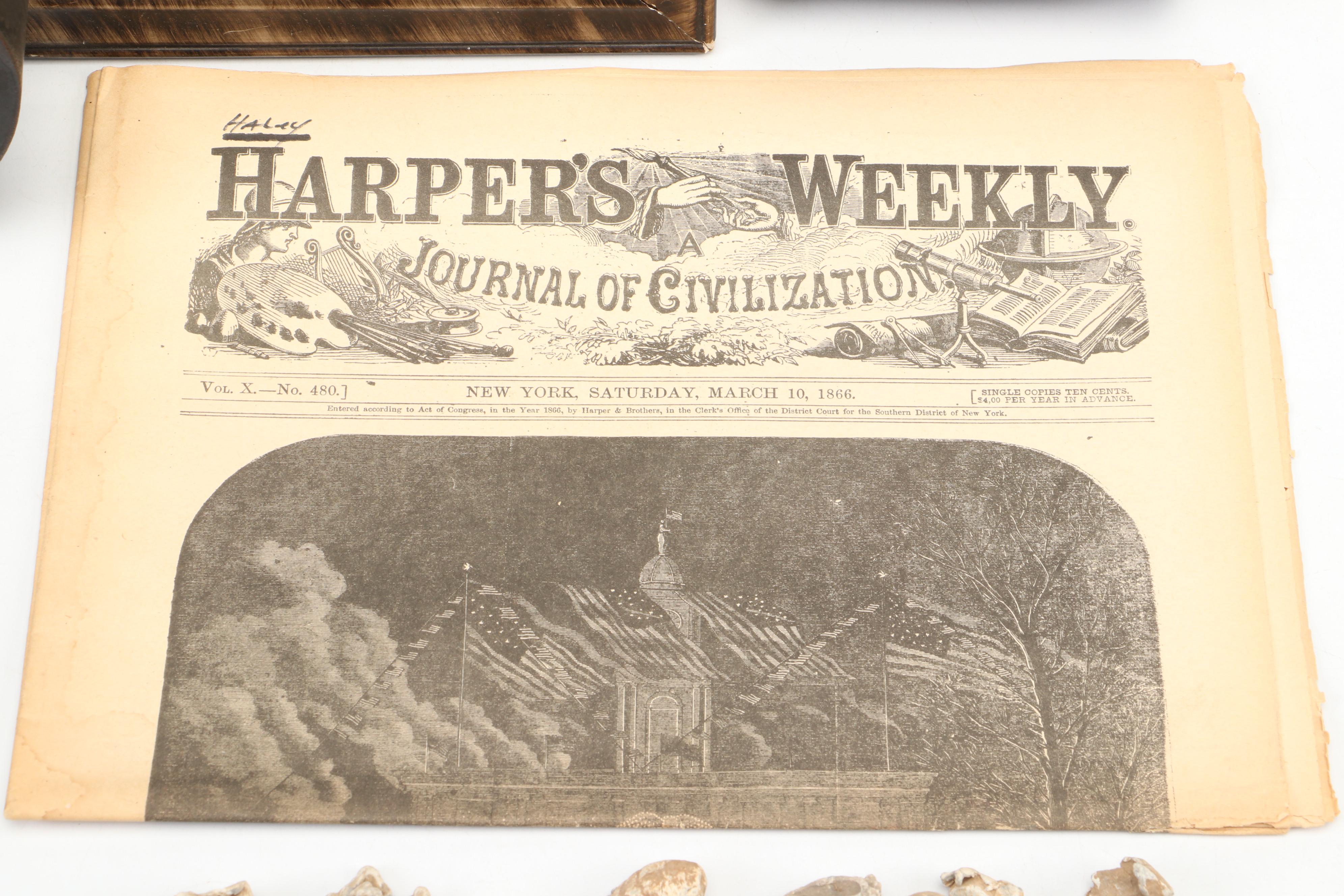 Civil War Era Bullets with Newspaper, Canteen, and More