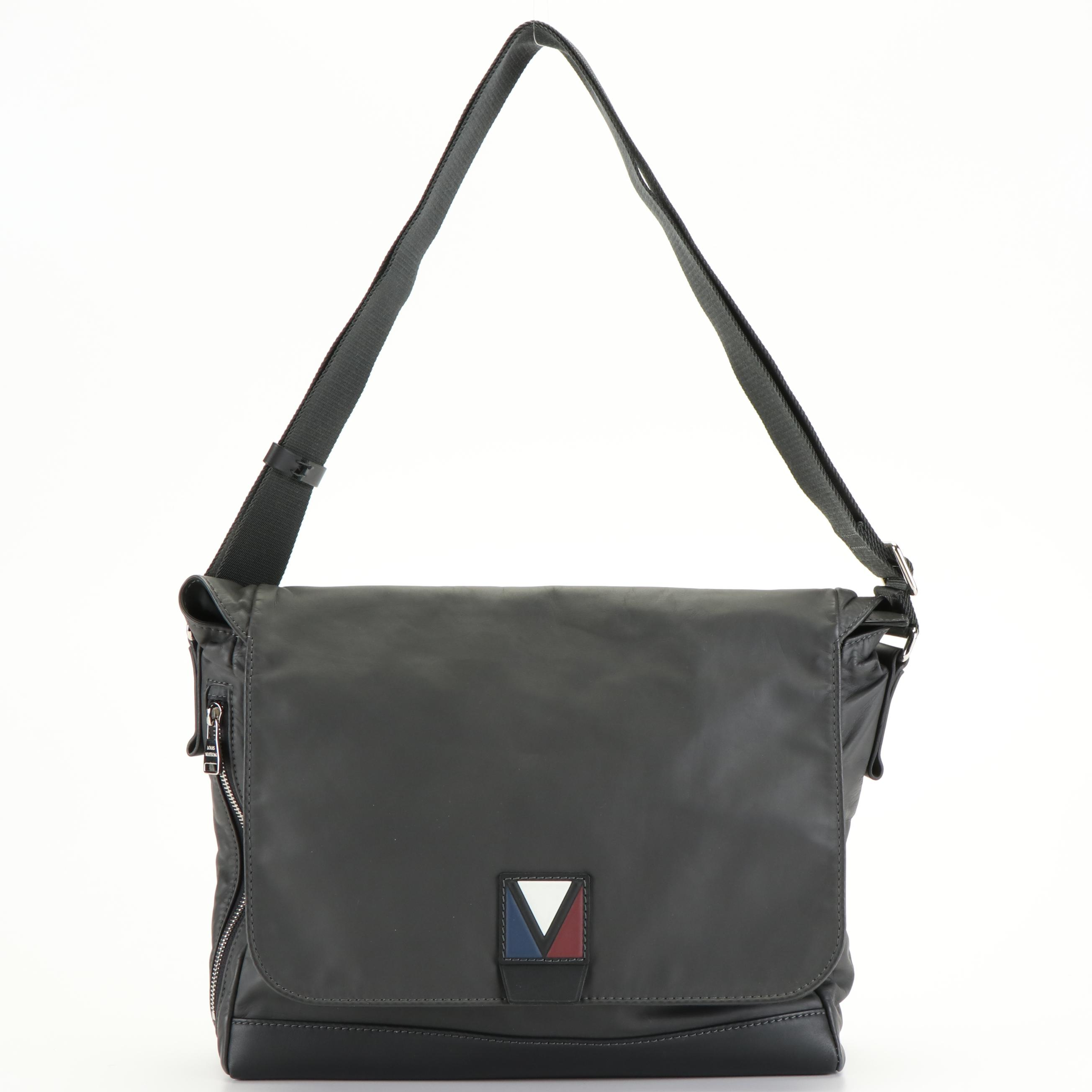 Louis Vuitton V-Line Crossbody Messenger Bag in Black Leather