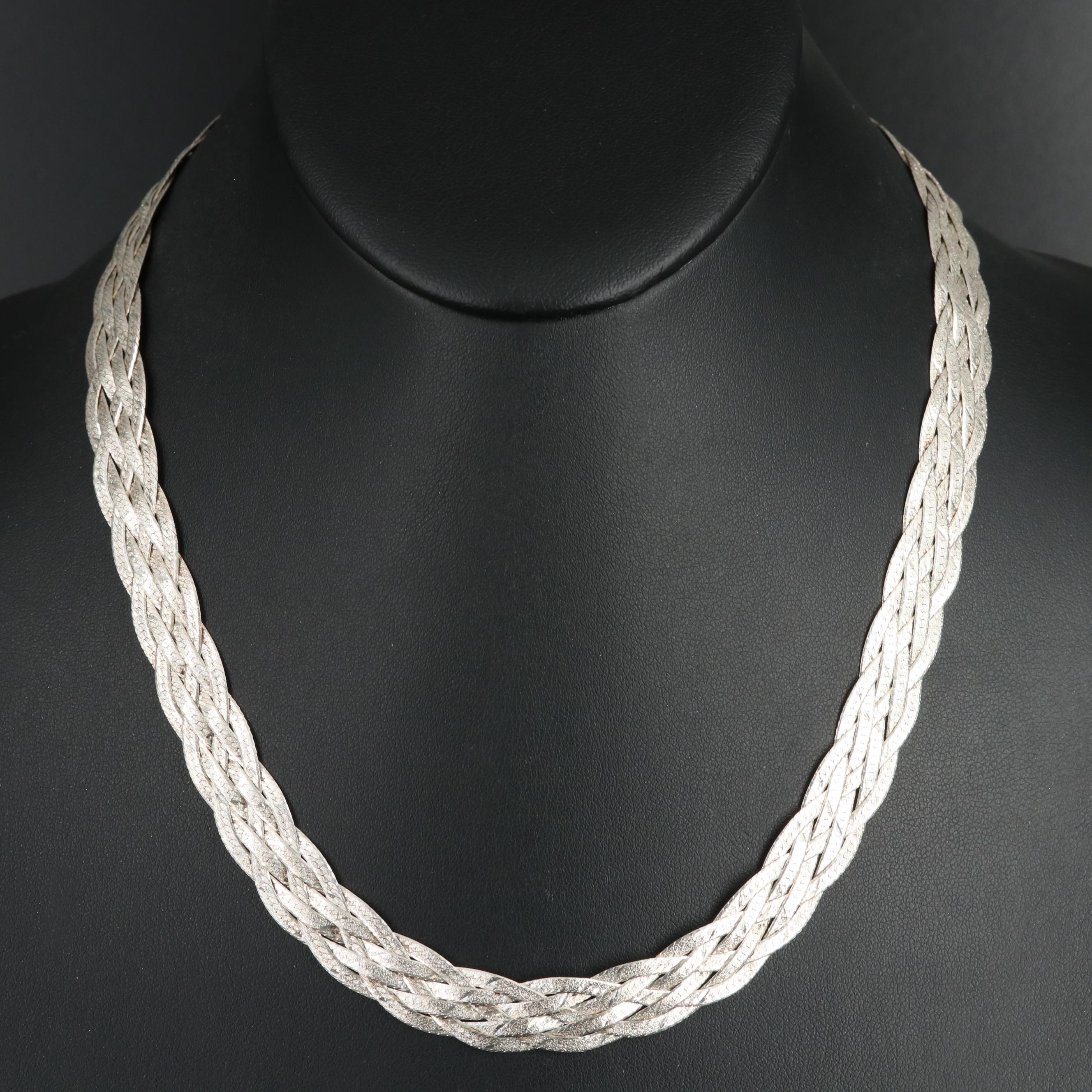 Sterling Braided Herringbone Necklace