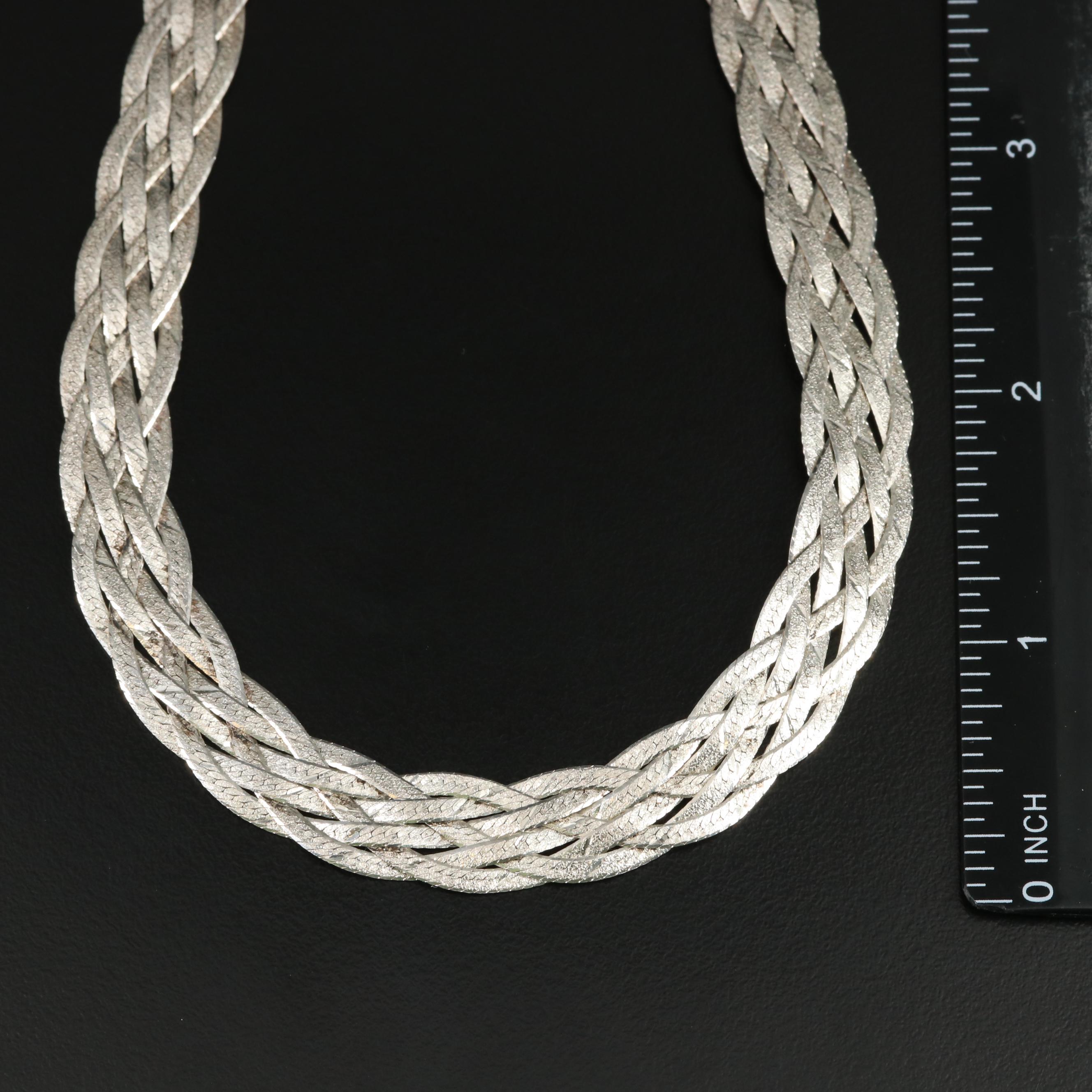 Sterling Braided Herringbone Necklace