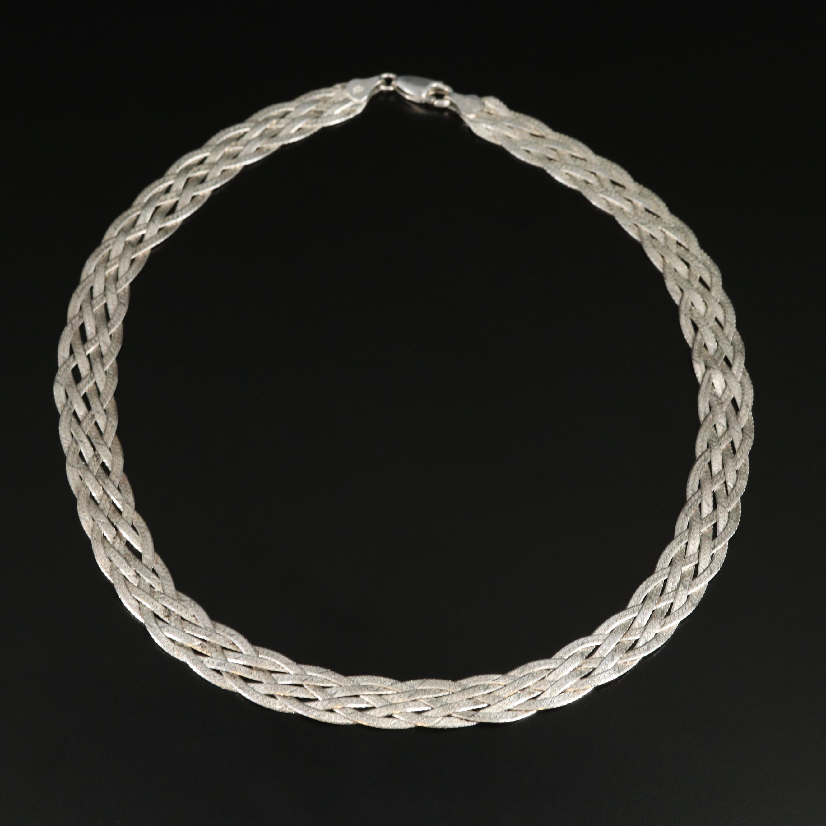 Sterling Braided Herringbone Necklace