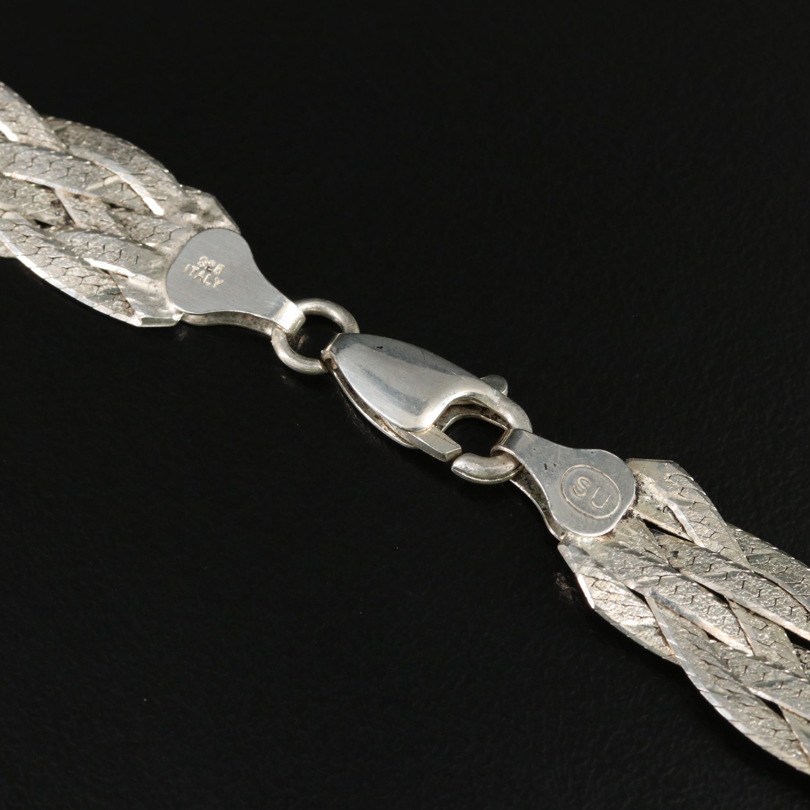 Sterling Braided Herringbone Necklace