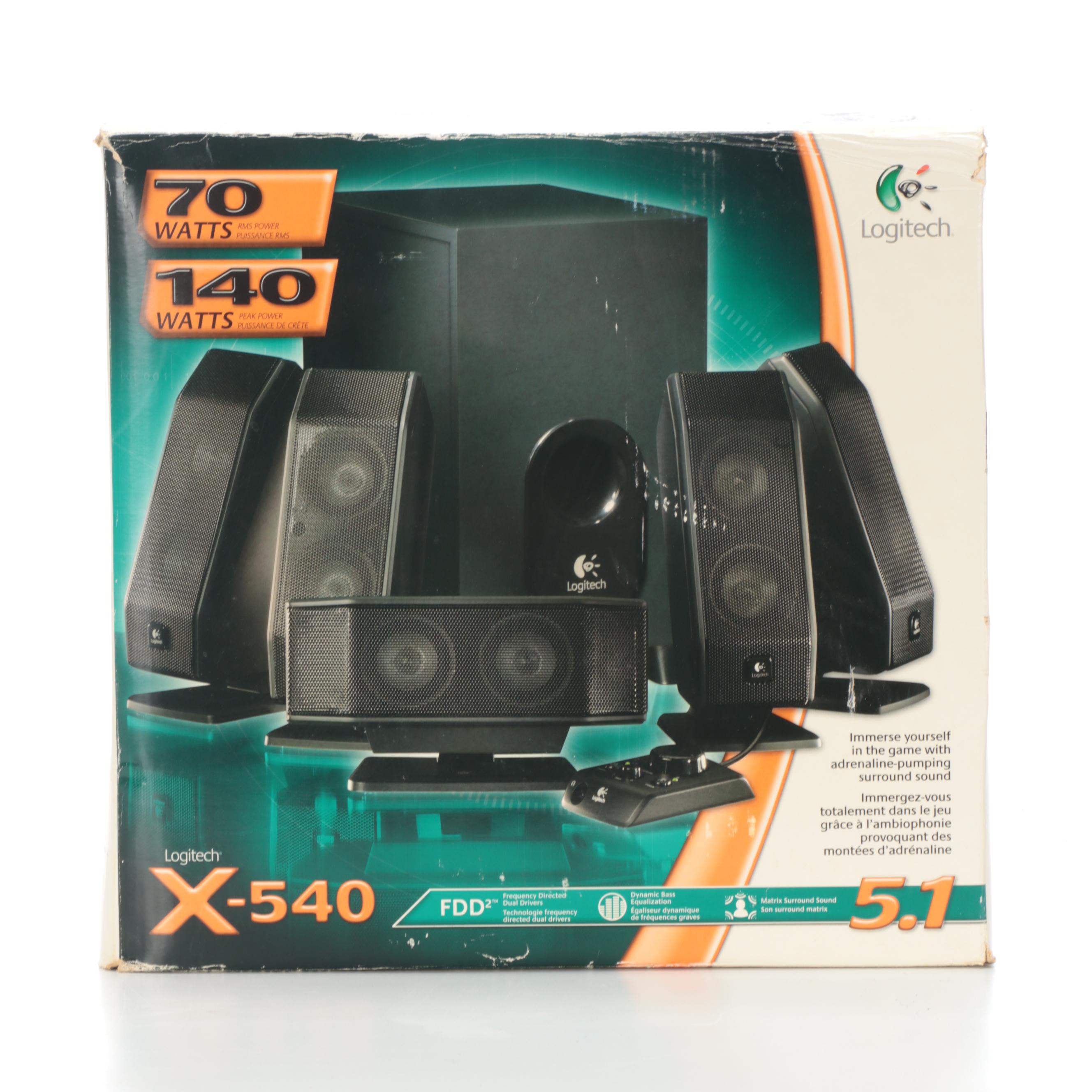 Logitech X-540 Surround Sound Speaker Set With Center Channel, Subwoofer