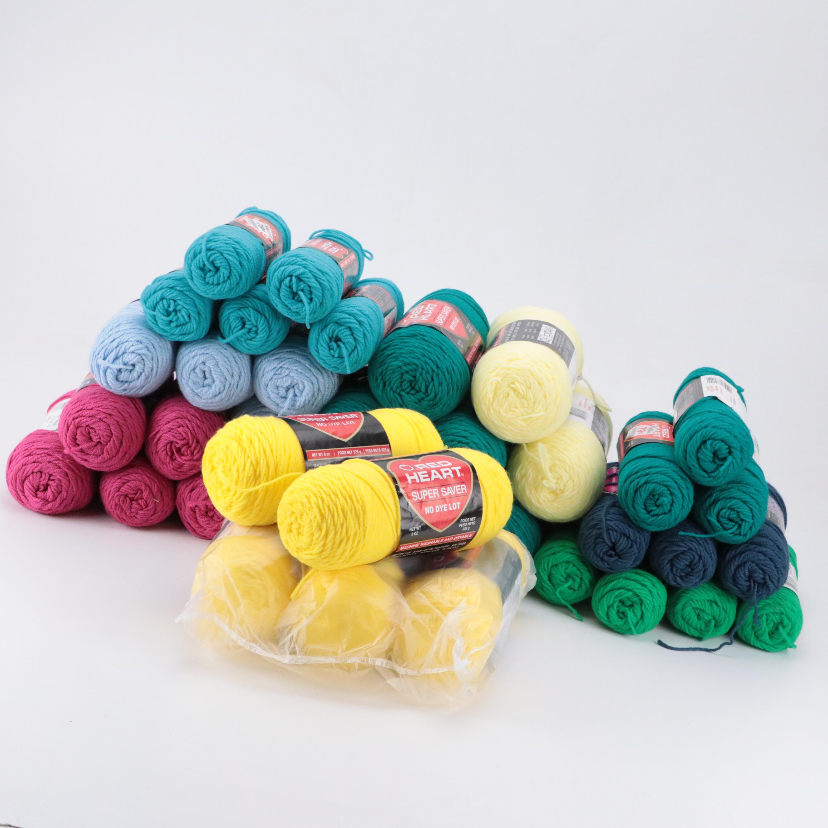 Red Heart and More Wool Yarn Skeins