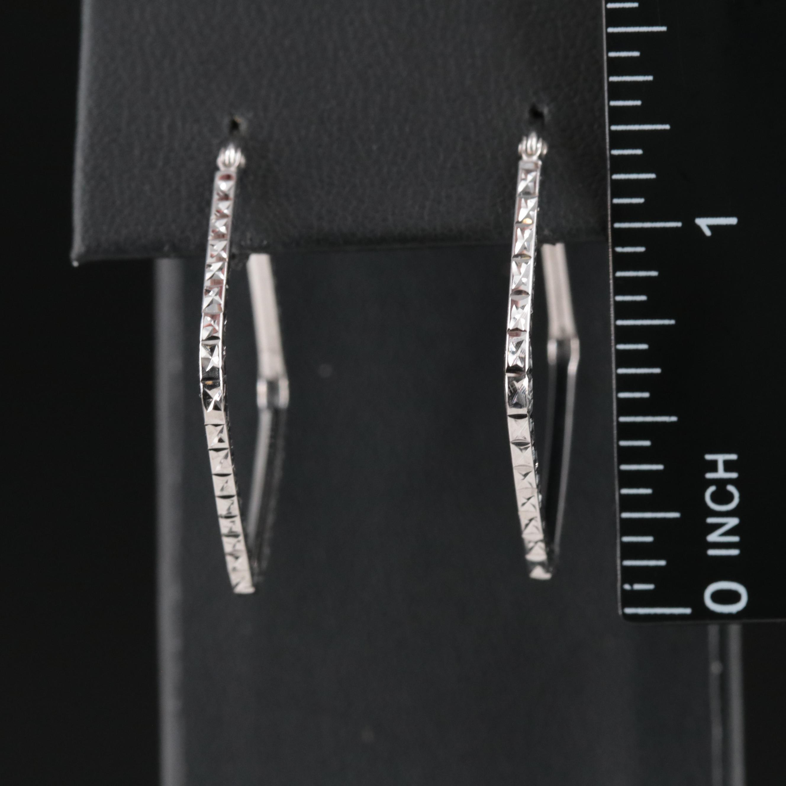 14K Diamond-Cut Squared Hoop Earrings