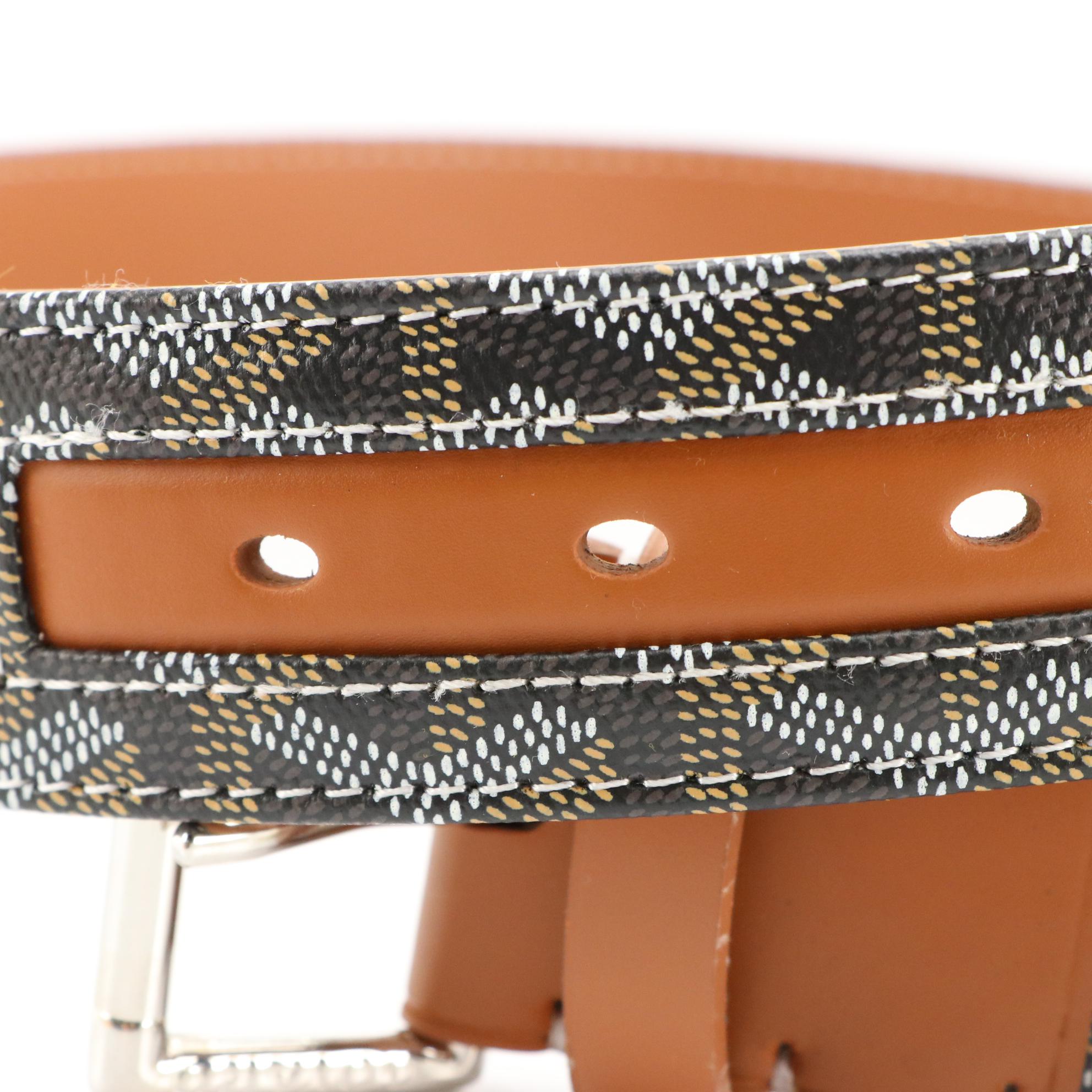 Goyard Florida Fregate Belt in Black/Brown Coated Canvas & Leather, New With Tag