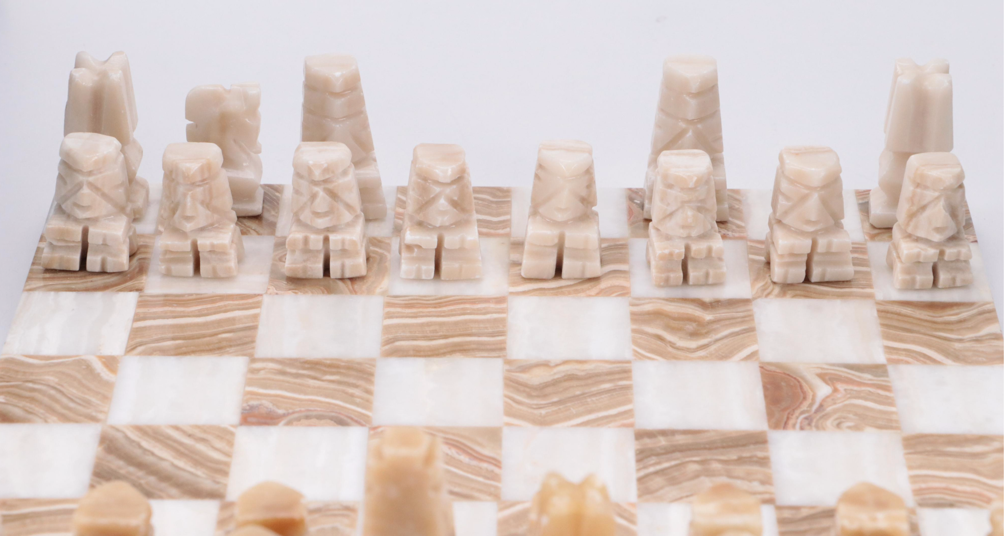 Hand-Carved Stone Chess Set