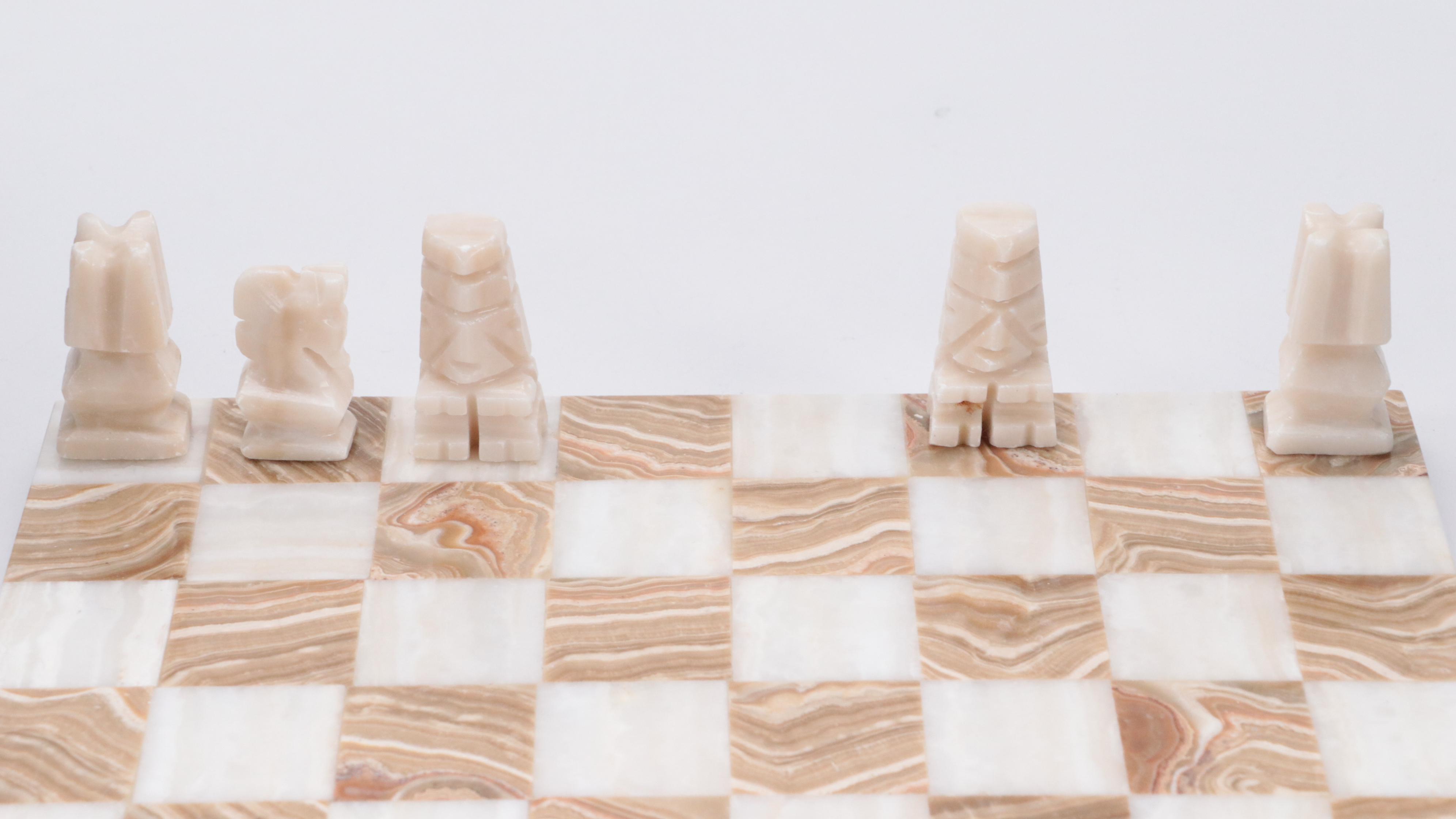 Hand-Carved Stone Chess Set