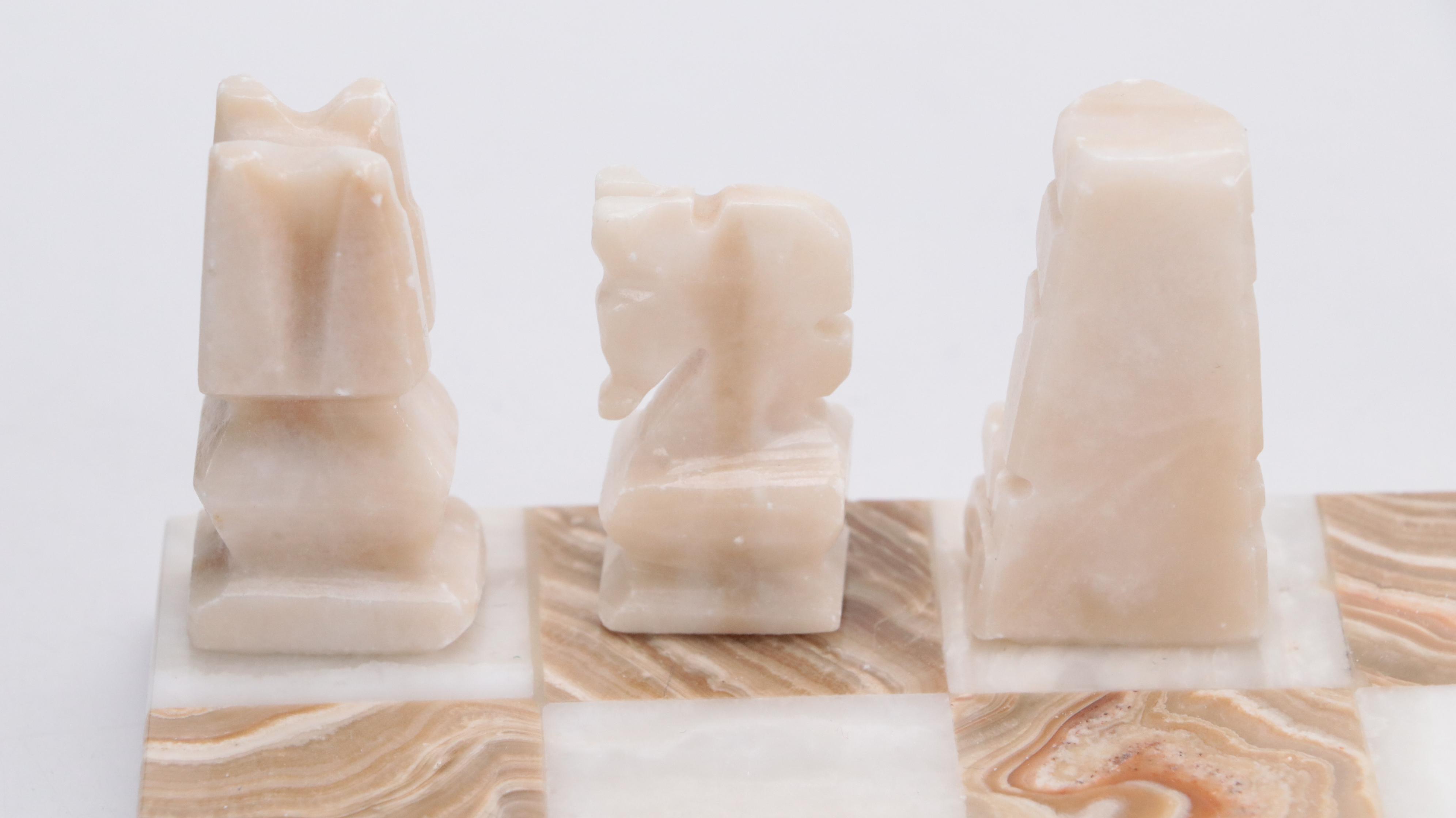 Hand-Carved Stone Chess Set