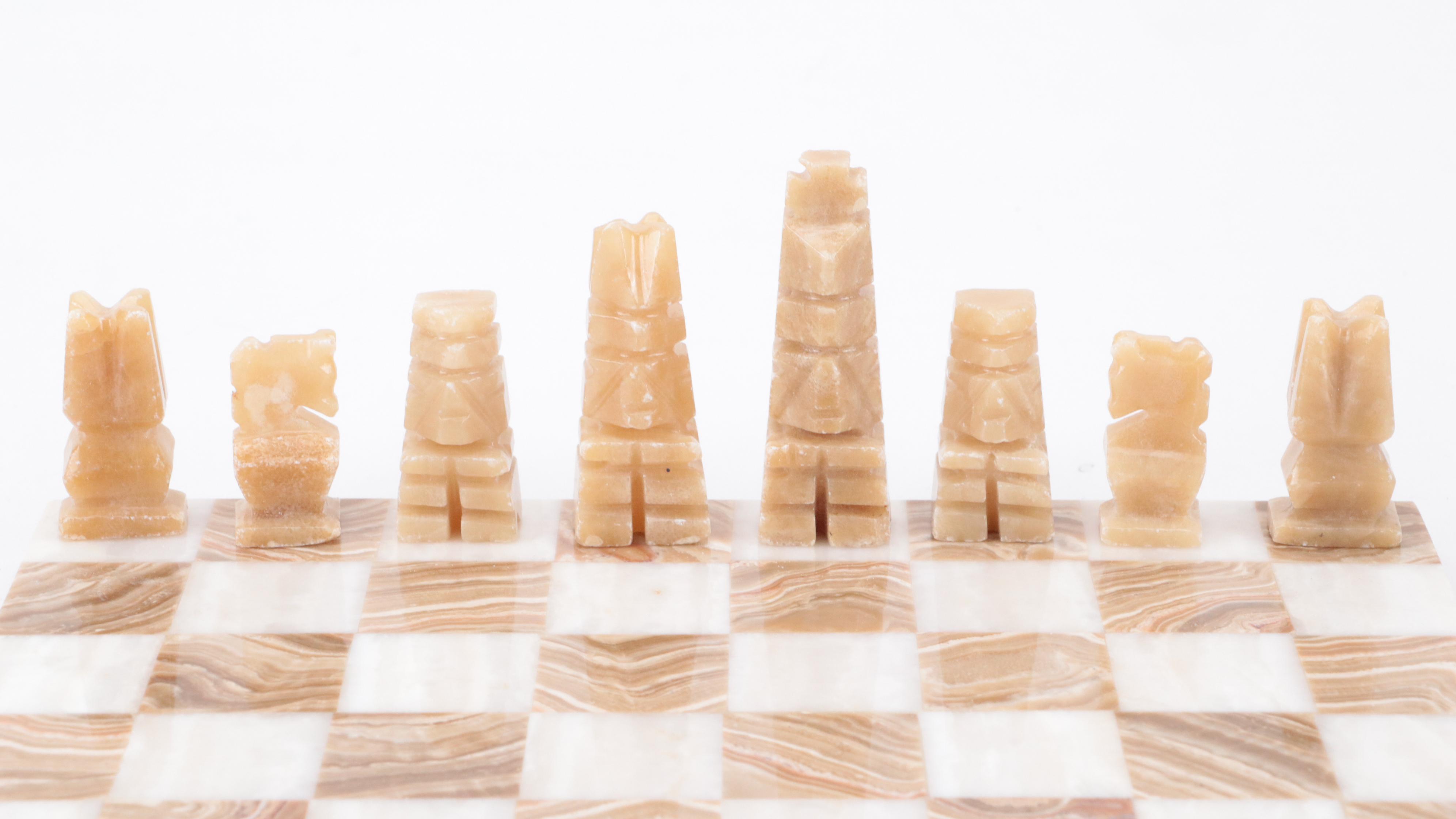 Hand-Carved Stone Chess Set