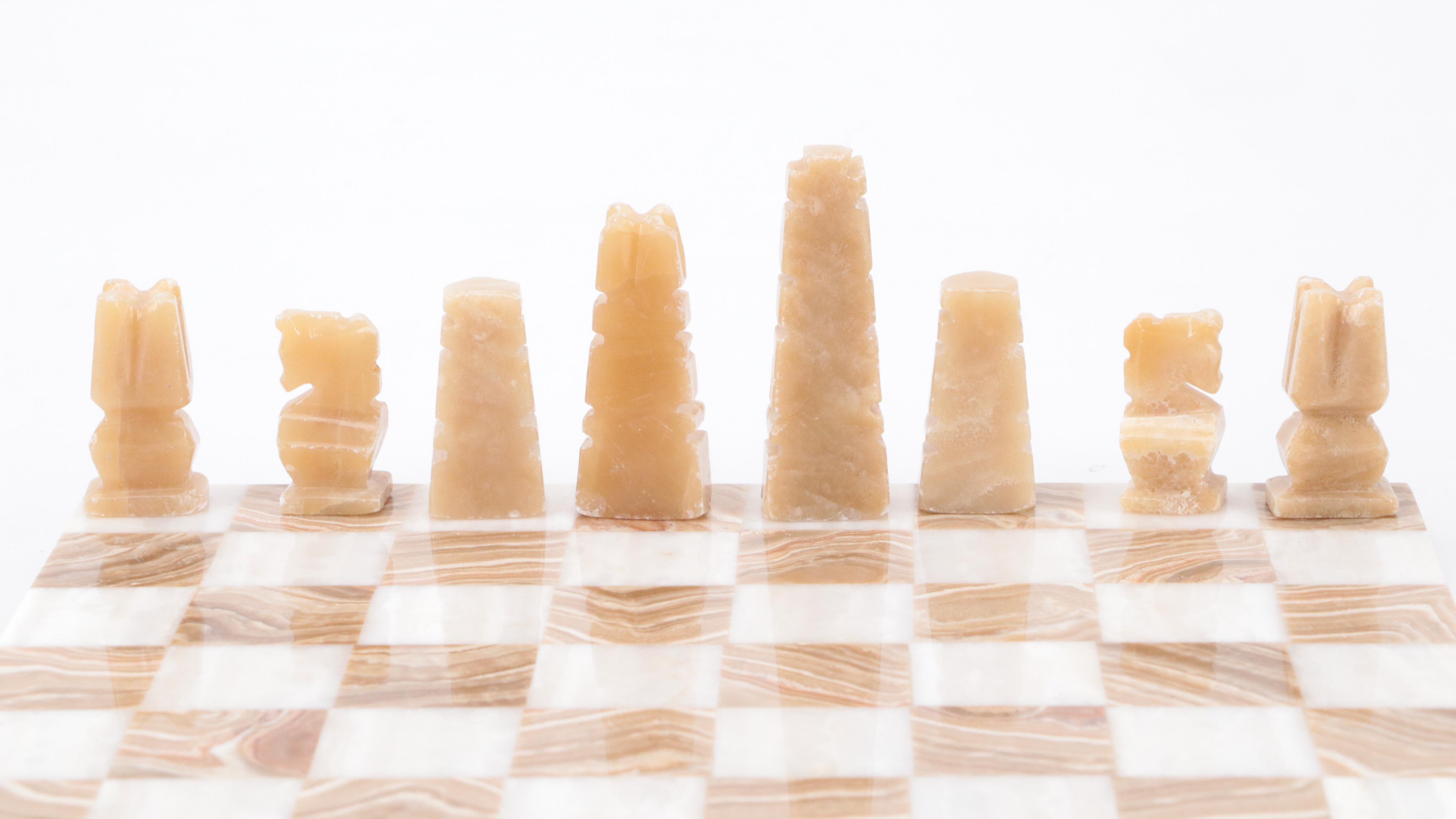 Hand-Carved Stone Chess Set