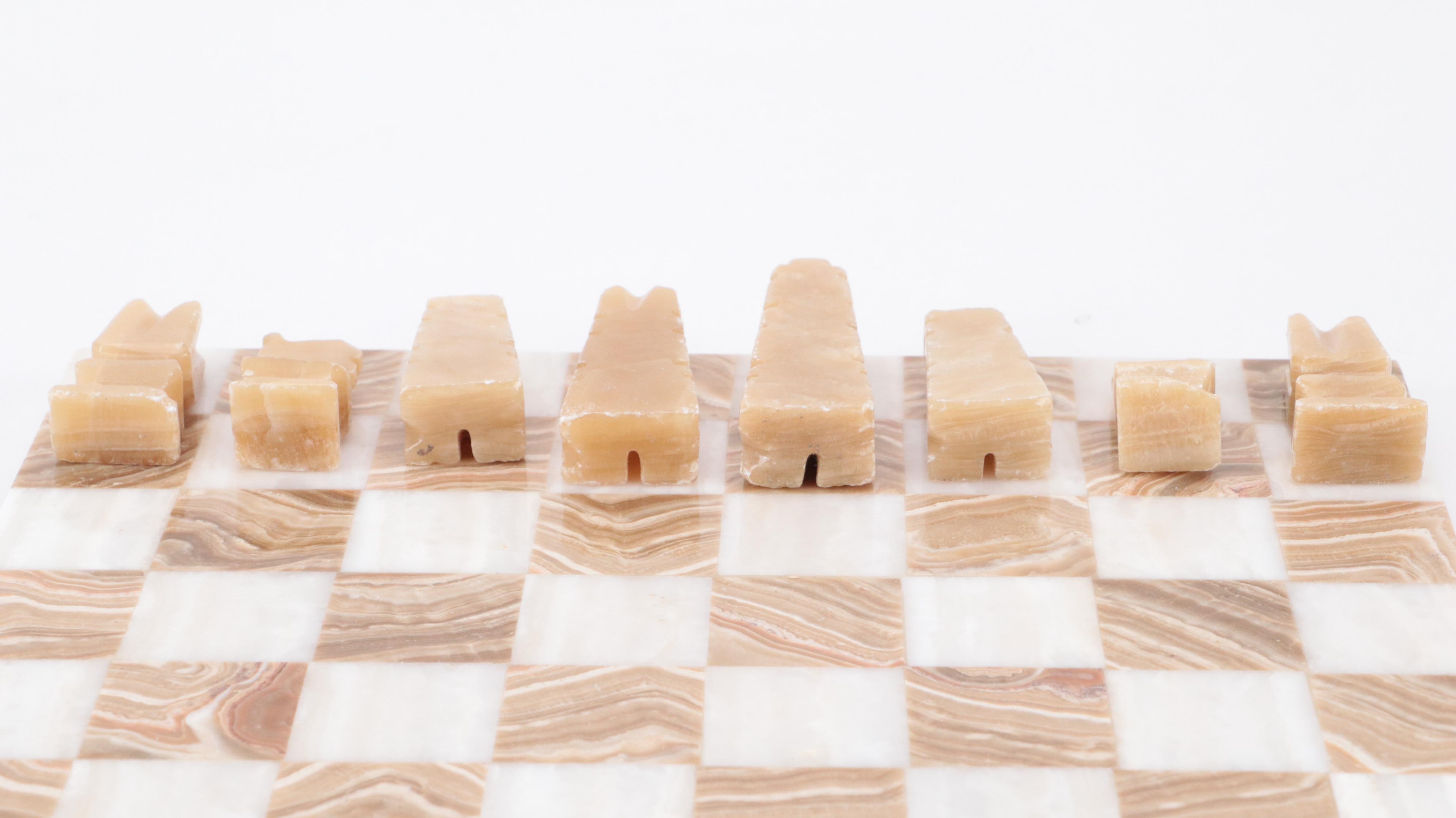 Hand-Carved Stone Chess Set