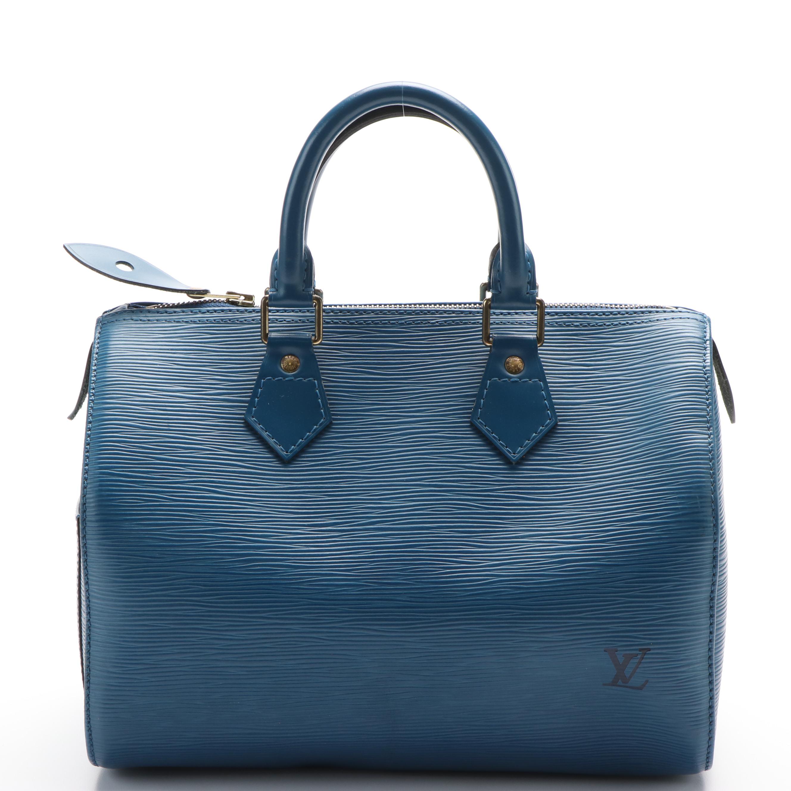 Louis Vuitton Speedy 25 Blue Epi Leather Handbag