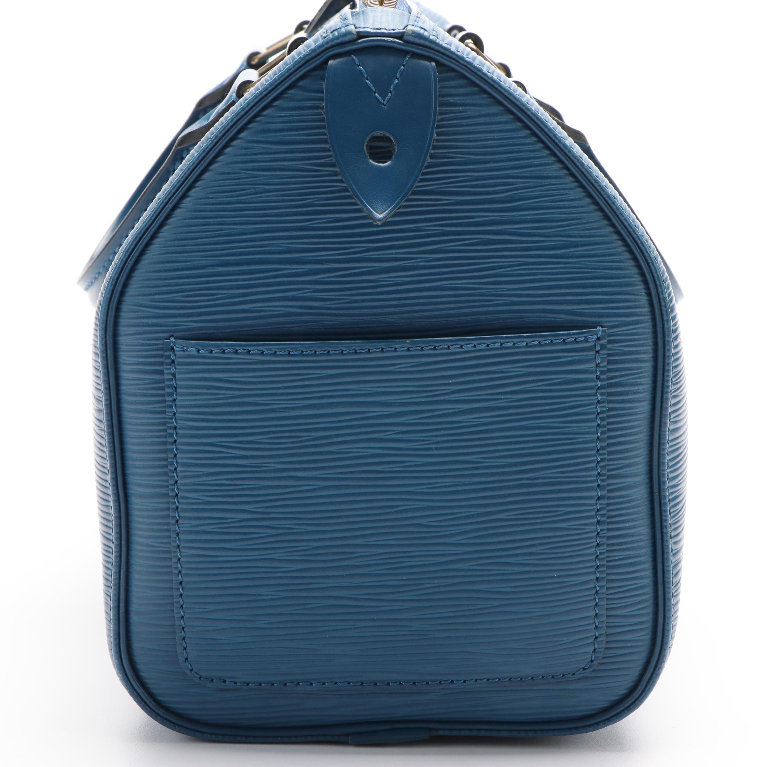 Louis Vuitton Speedy 25 Blue Epi Leather Handbag