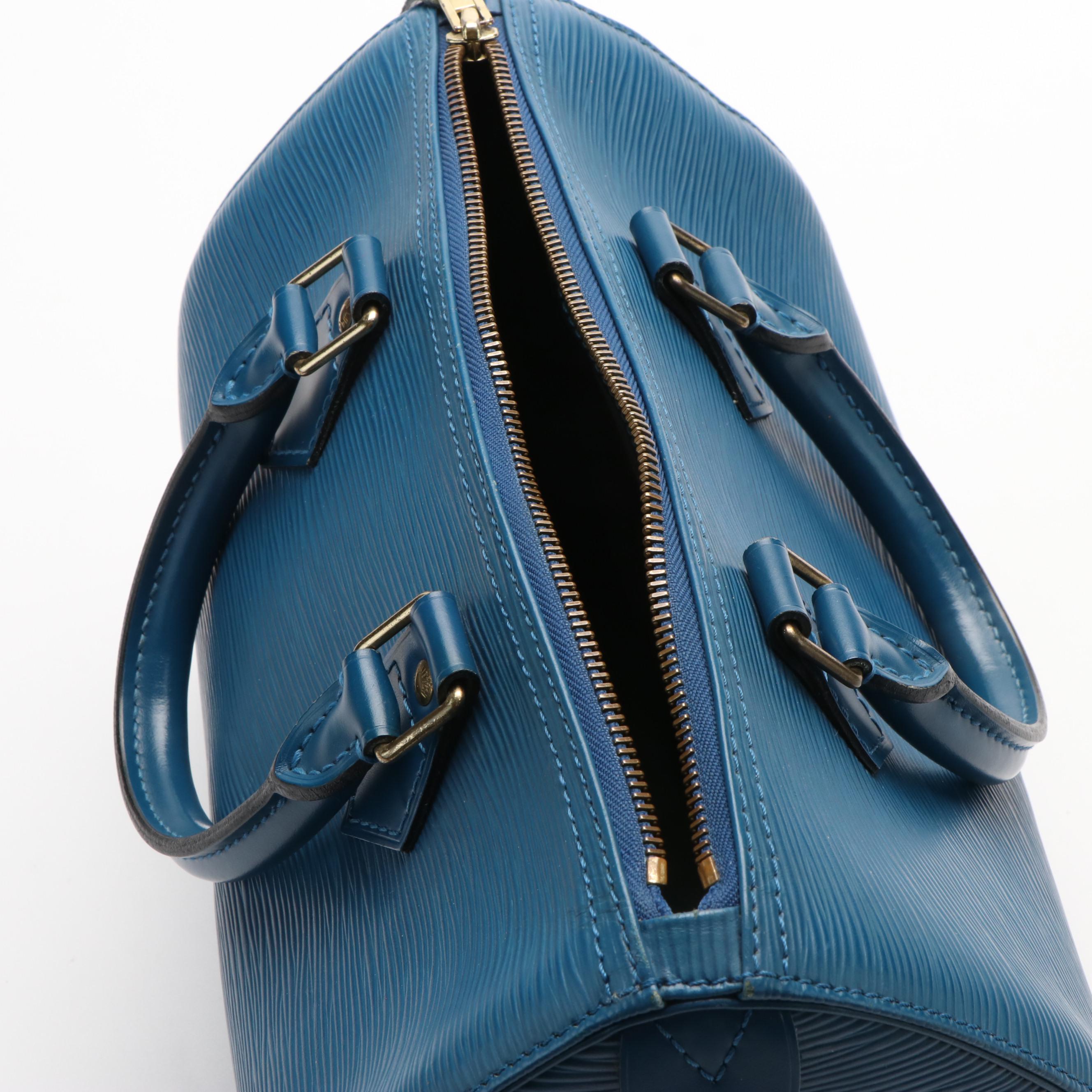 Louis Vuitton Speedy 25 Blue Epi Leather Handbag