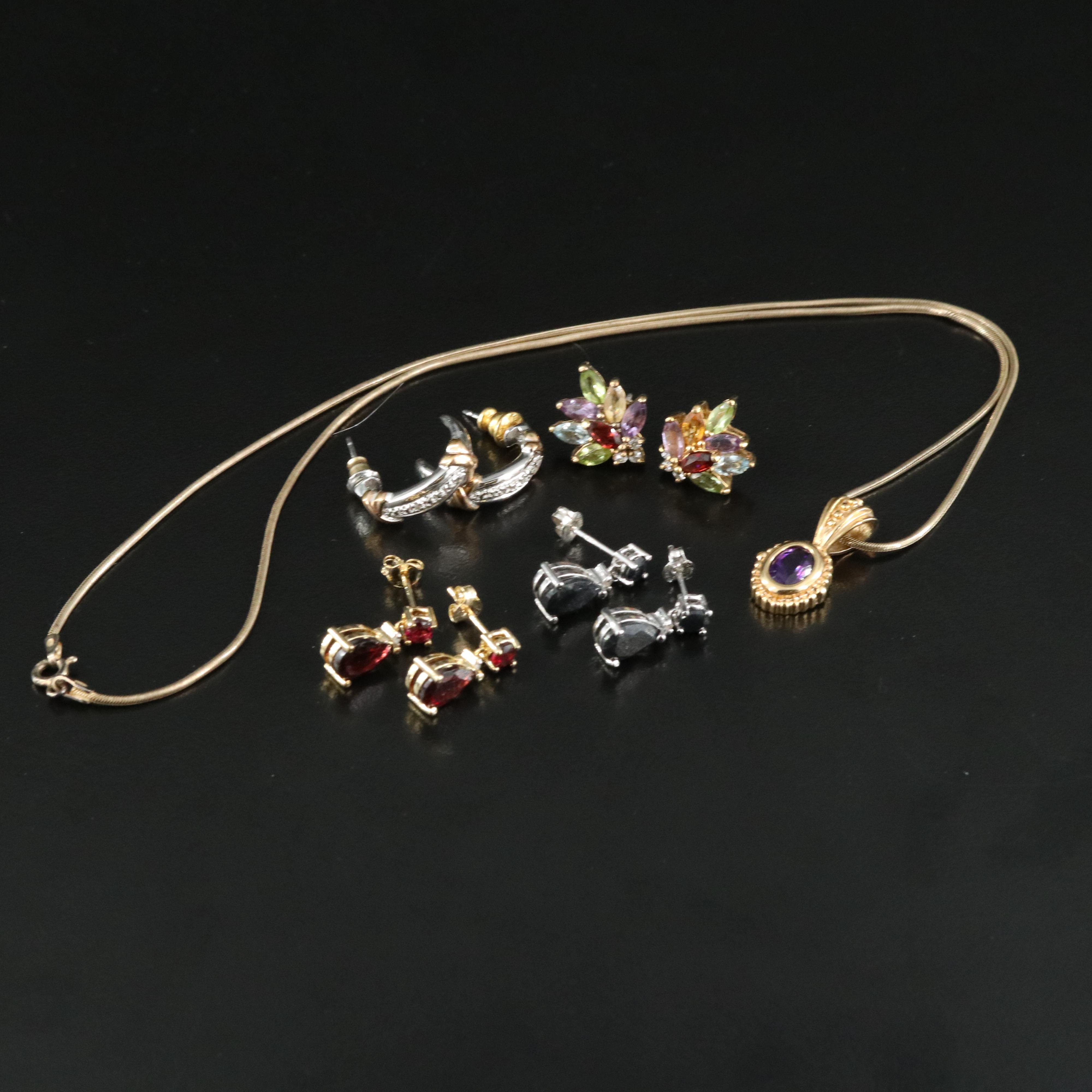 Sapphire, Garnet and Amethyst Featured in Sterling Jewelry Assortment