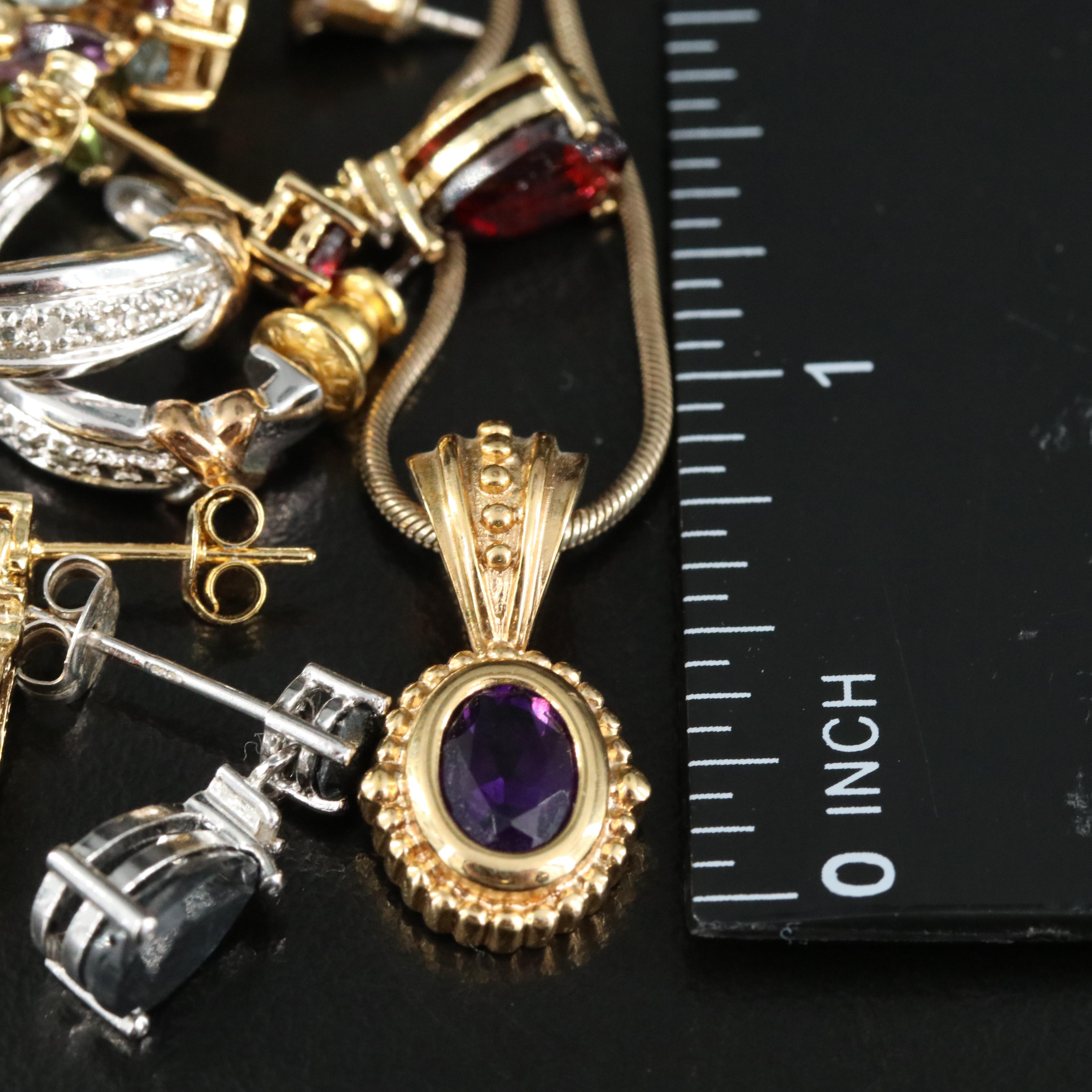 Sapphire, Garnet and Amethyst Featured in Sterling Jewelry Assortment