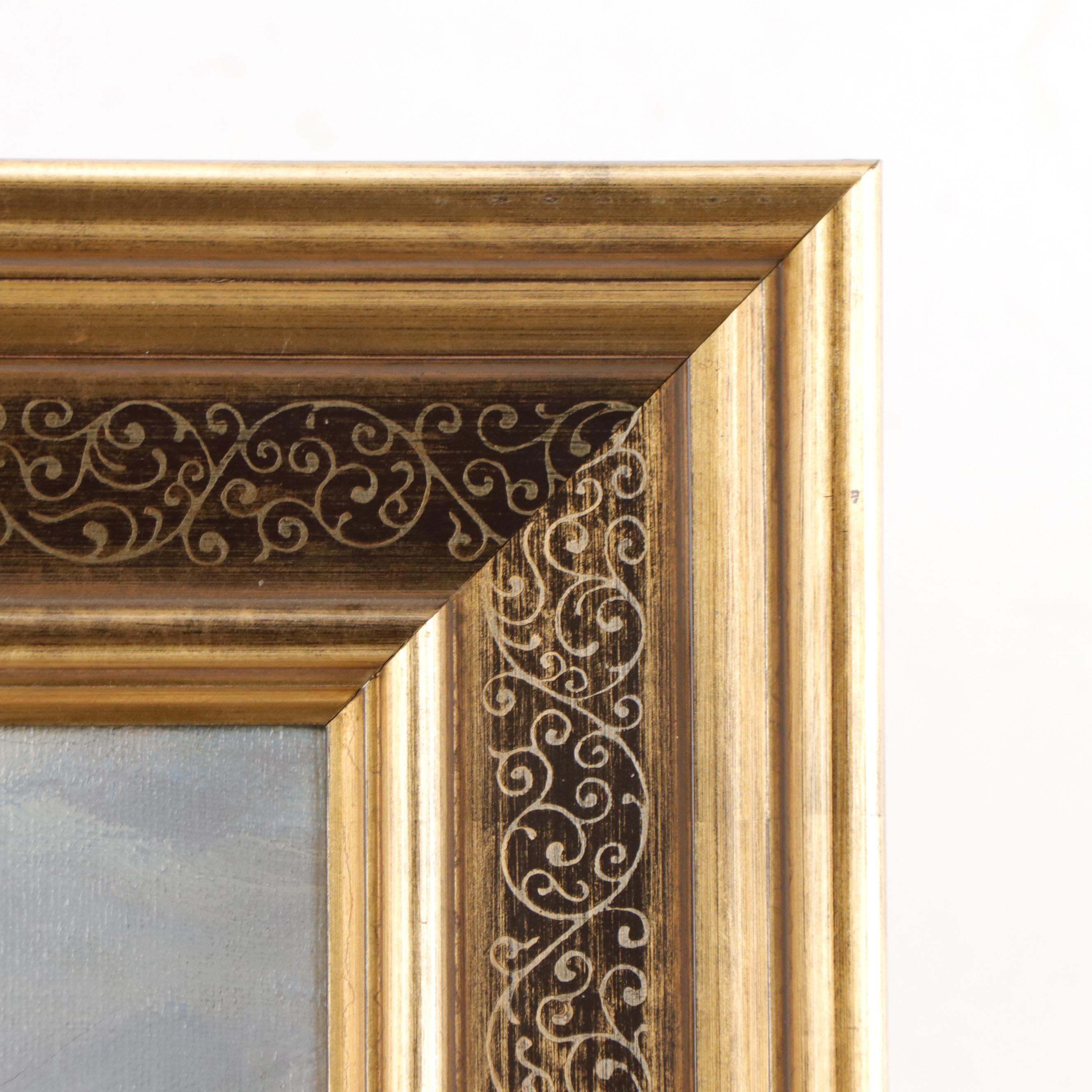 Peter Koster Oil Painting of a Winter Landscape with Stream