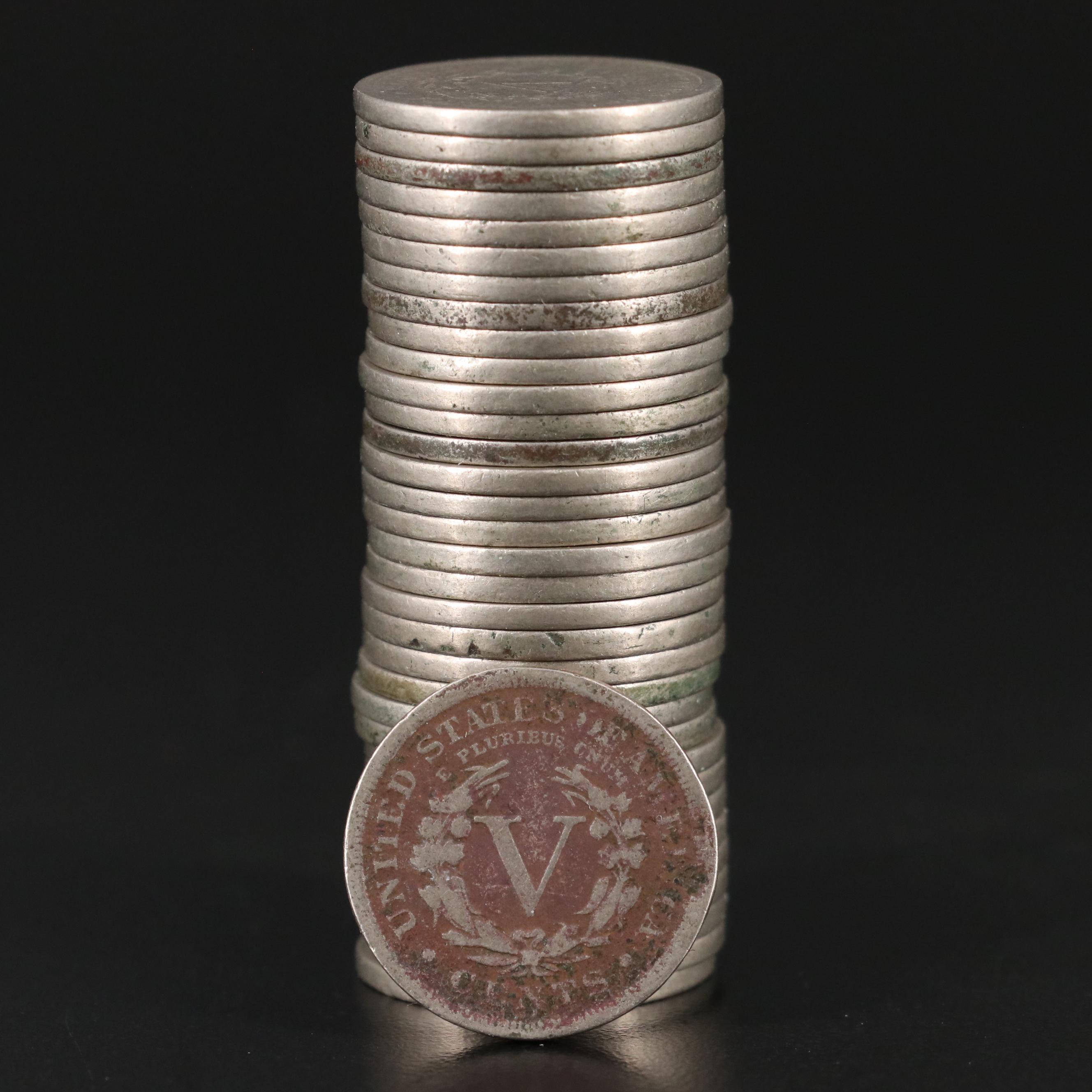 Collection of U.S. Nickels With Two Shield Nickels and Other Coins