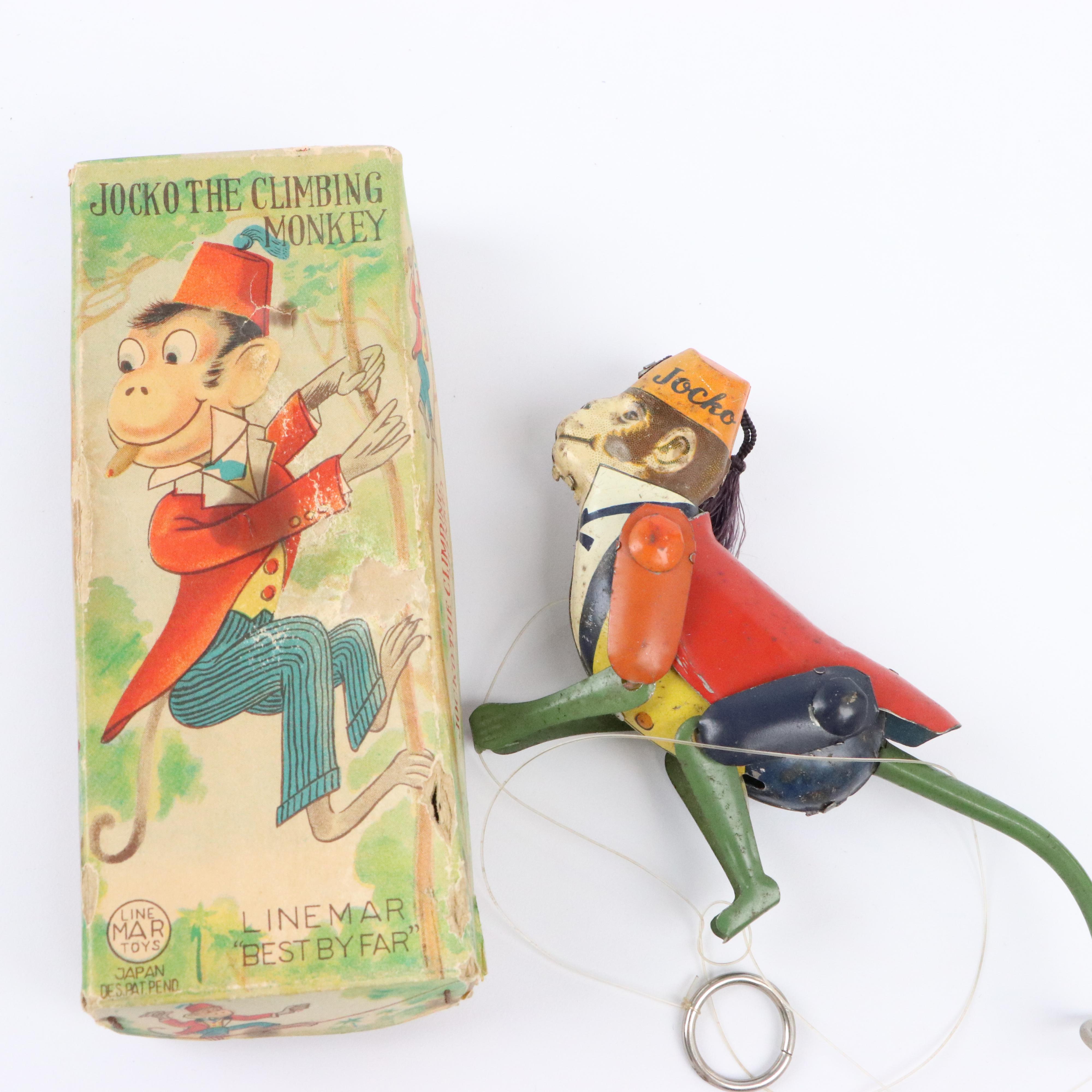 Windup Tin Lithograph Toys Including "Jocko The Climbing Monkey"