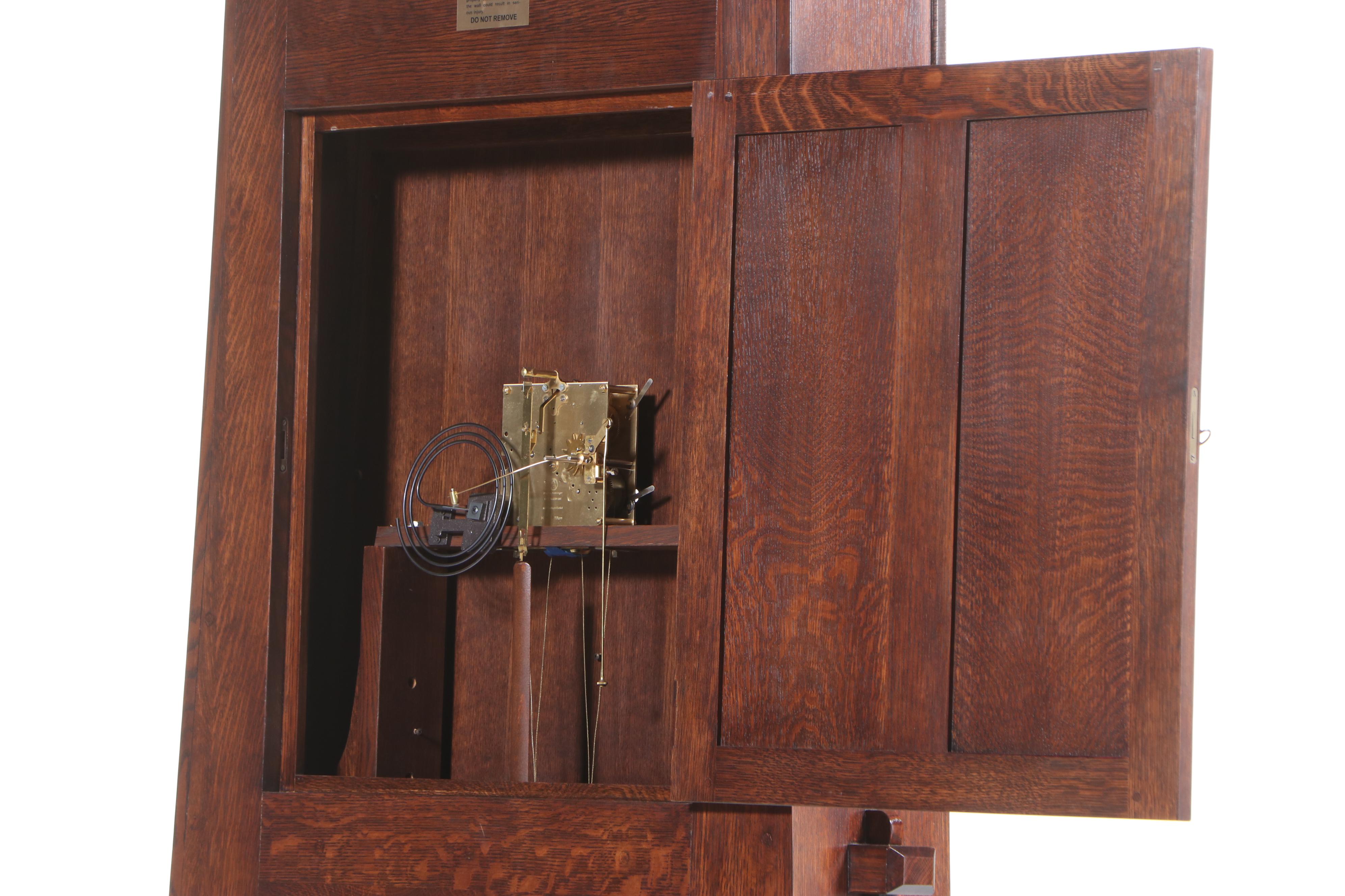 Stickley "Grove Park Inn" Arts and Crafts Style Oak and Copper Hall Clock